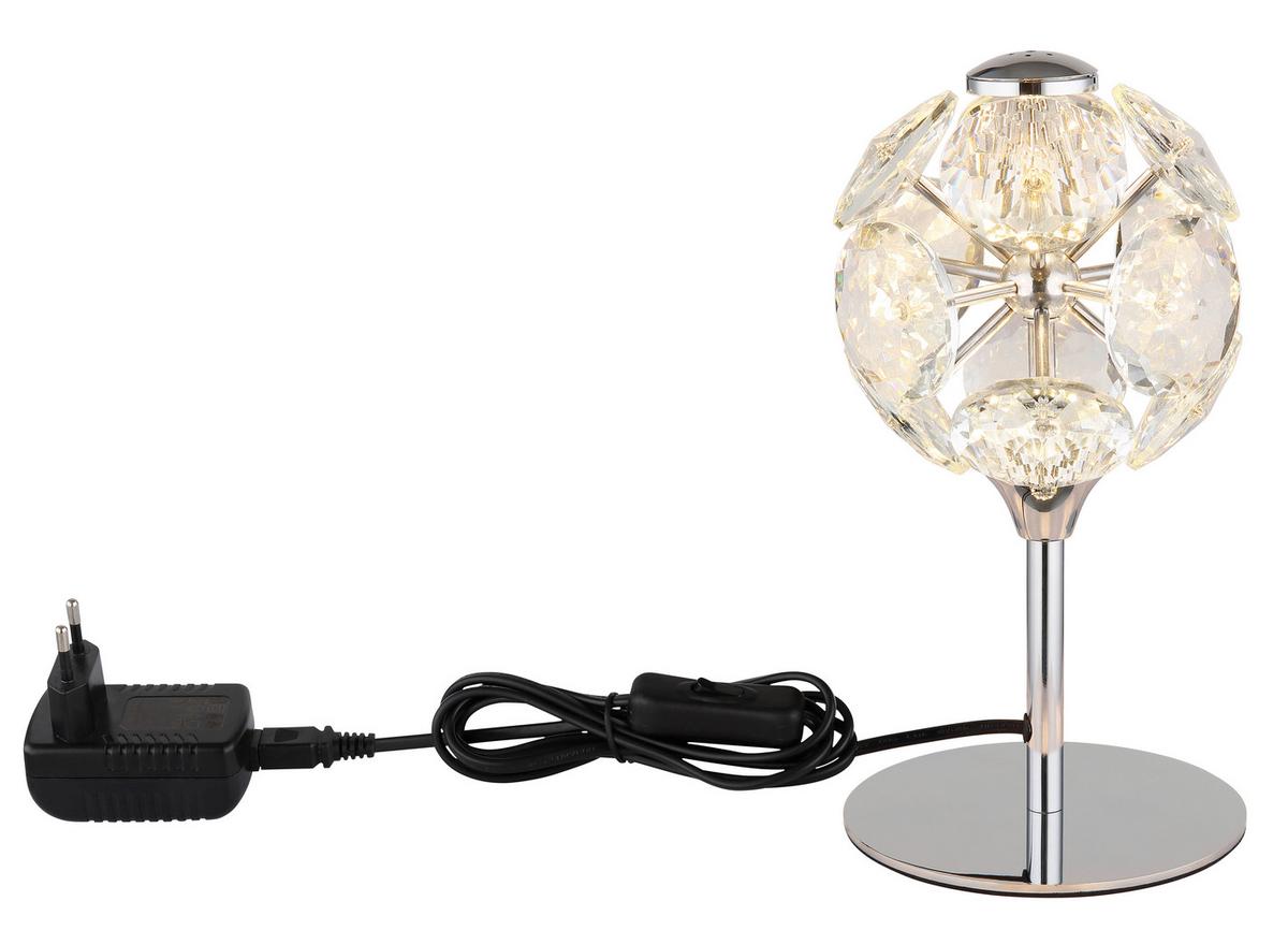 Led Stolna Svjetiljka Virina - prozirno/boje kroma, Konvencionalno, staklo/metal (15/26,5cm) - Globo