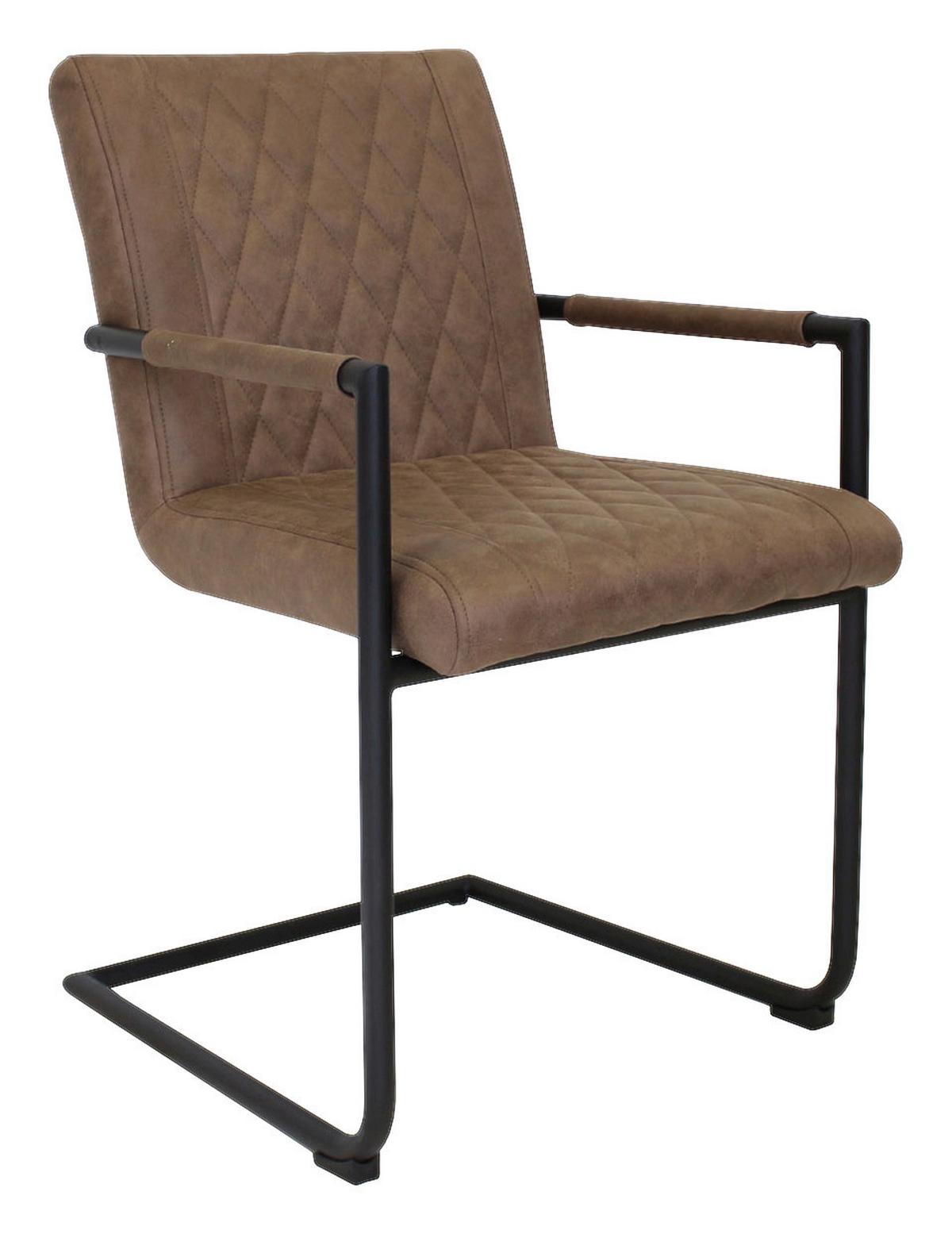 Armlehnstuhl-Set Damian ca. 52x88 cm 2er-Set Taupe - Taupe/Schwarz, LIFESTYLE, Textil/Metall (52/88/63cm) - MID.YOU