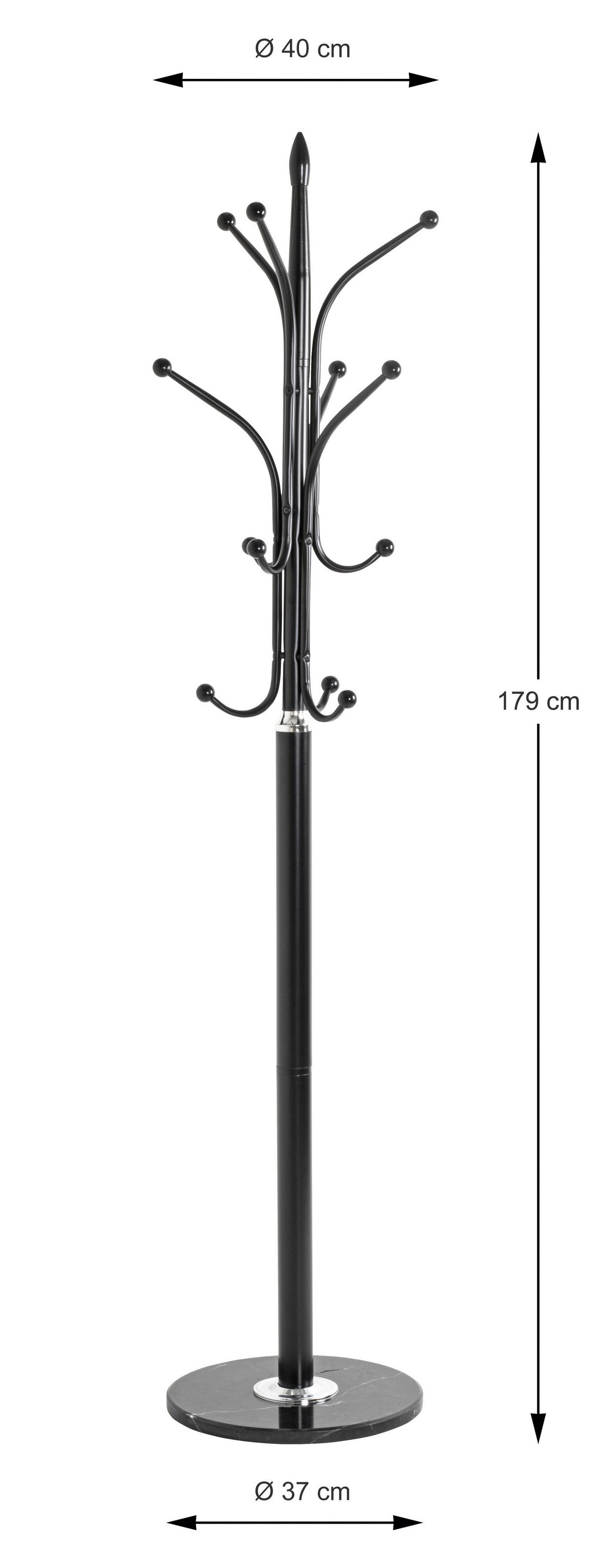 STOJAK NA UBRANIA MOBI - czarny/kolor chromowy, Design, kamień/metal (40/177/40cm) - Carryhome