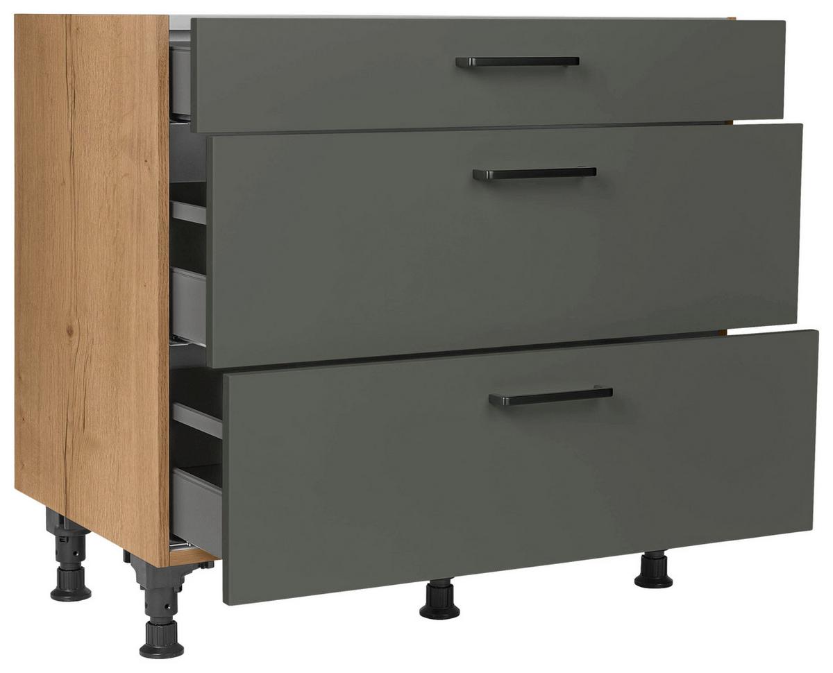 Schubkastenunterschrank Easytouch Grün - Eichefarben/Schwarz, MODERN, Holzwerkstoff/Metall (90/87/56cm) - Nobilia