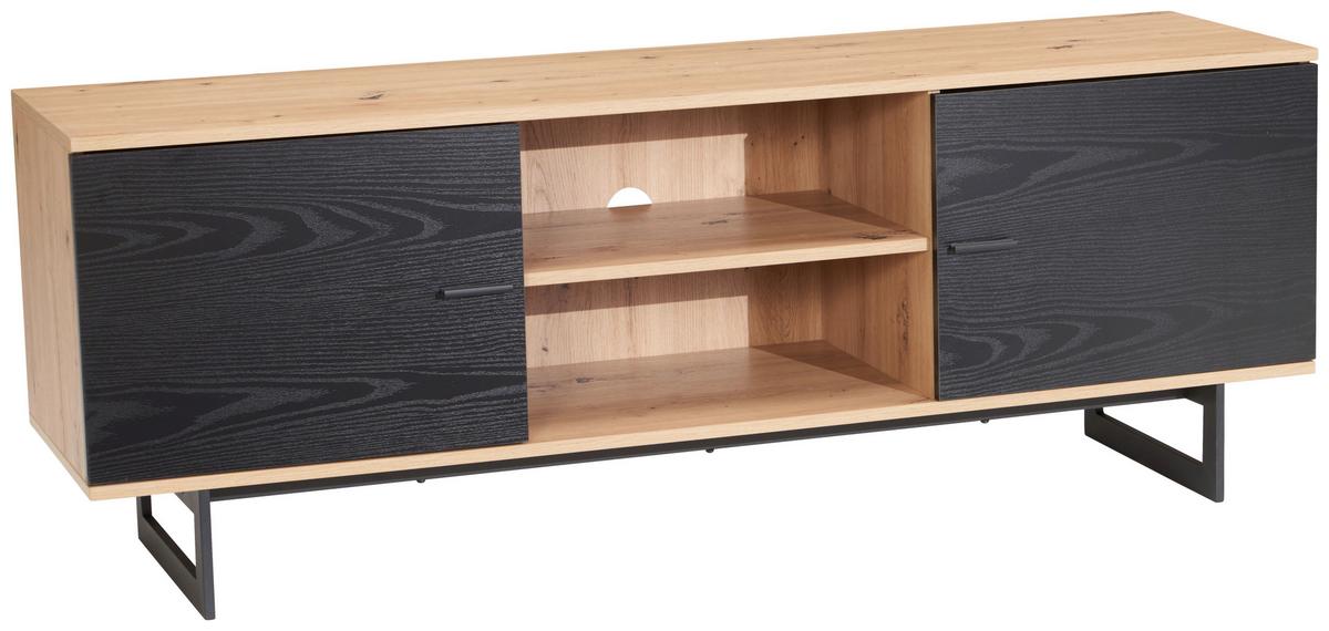 Nizka Omarica Wl6.822 - črna/barve hrasta, Design, kovina/leseni material (150/55/40cm) - Livetastic