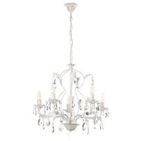 Kristall-Hängeleuchte Teresa Weiß max. 6 Watt - Weiß, KONVENTIONELL, Glas/Metall (53/53/100cm)