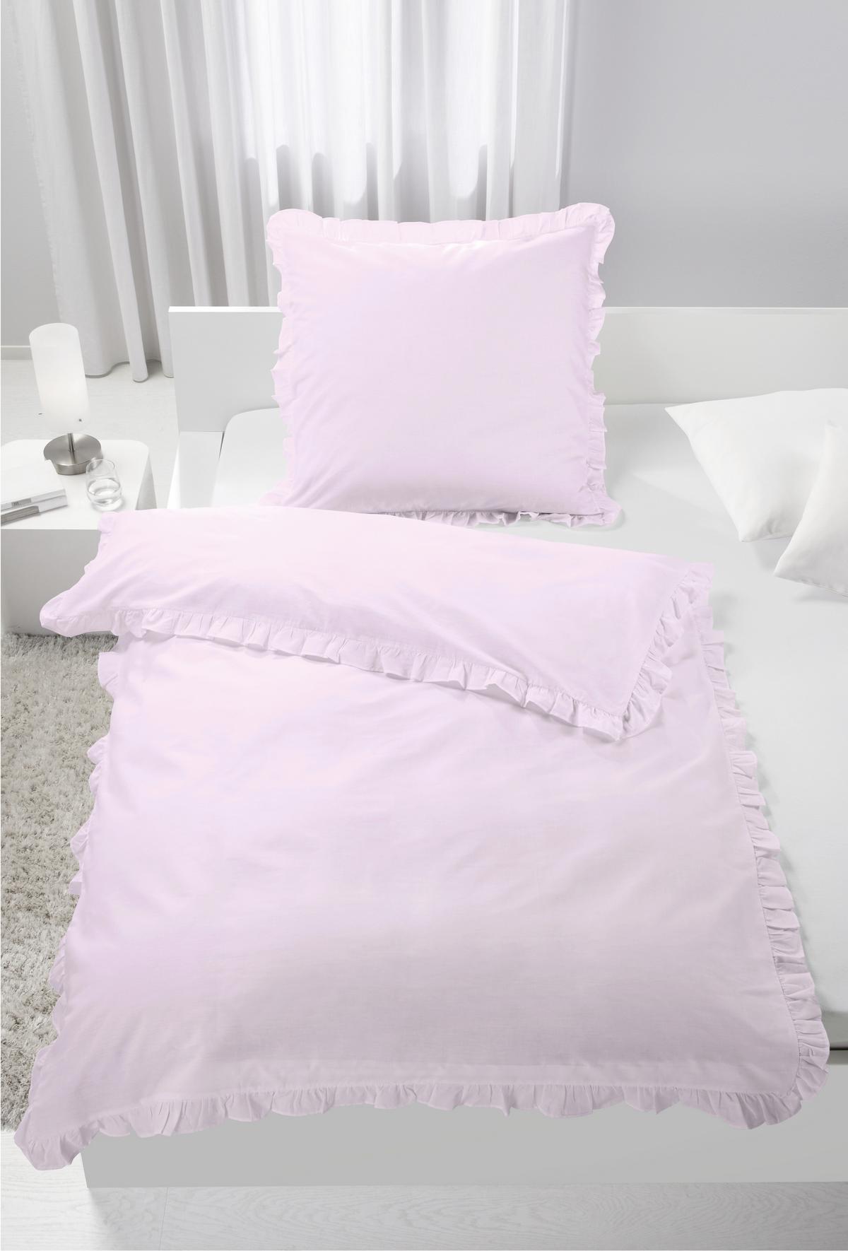 Bettwäsche Rüschen Rosa ca. 135x200cm - Rosa, ROMANTIK / LANDHAUS, Textil (135/200cm) - Zandiara