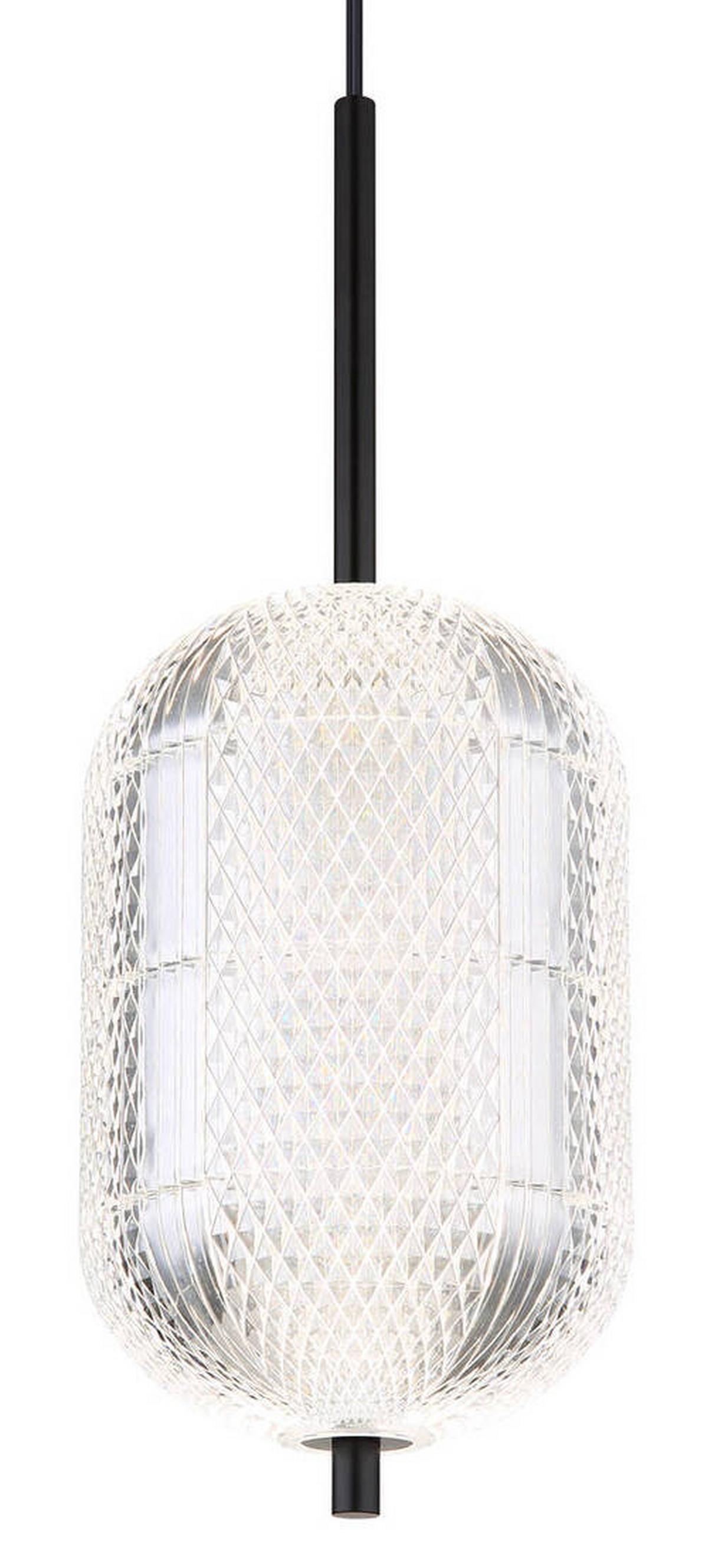LED-Hängeleuchte Kurius Schwarz max. 12 Watt - Klar/Schwarz, KONVENTIONELL, Kunststoff/Metall (15/120cm) - Globo