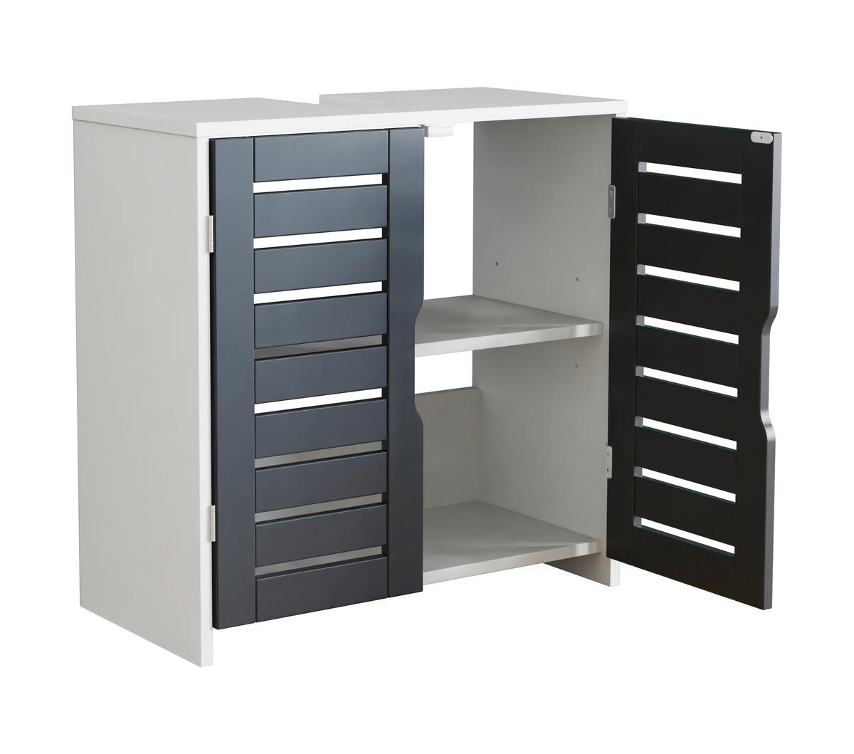 Waschbeckenunterschrank Flonali - Weiss/Anthrazit, Trend, Holzwerkstoff (60/60/29cm) - MID.YOU