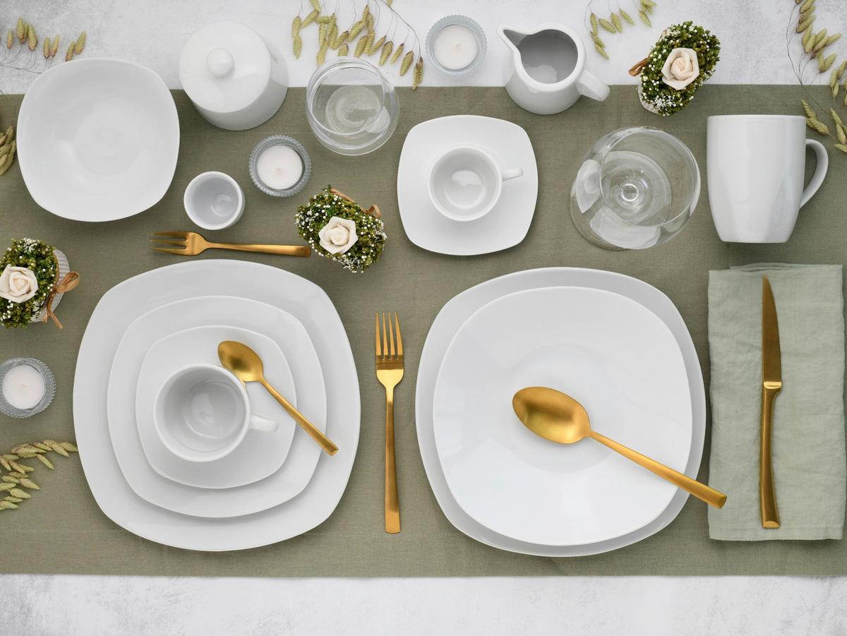 Kombinirani Servis Square, 62-Delni - bela, Trend, keramika - Creatable