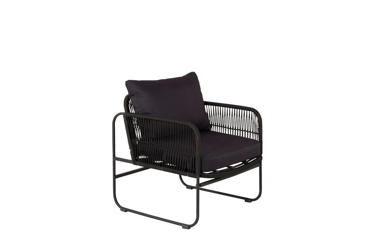 LOUNGEGARNITUR UTAH - Schwarz, KONVENTIONELL, Textil/Metall - Gardenson