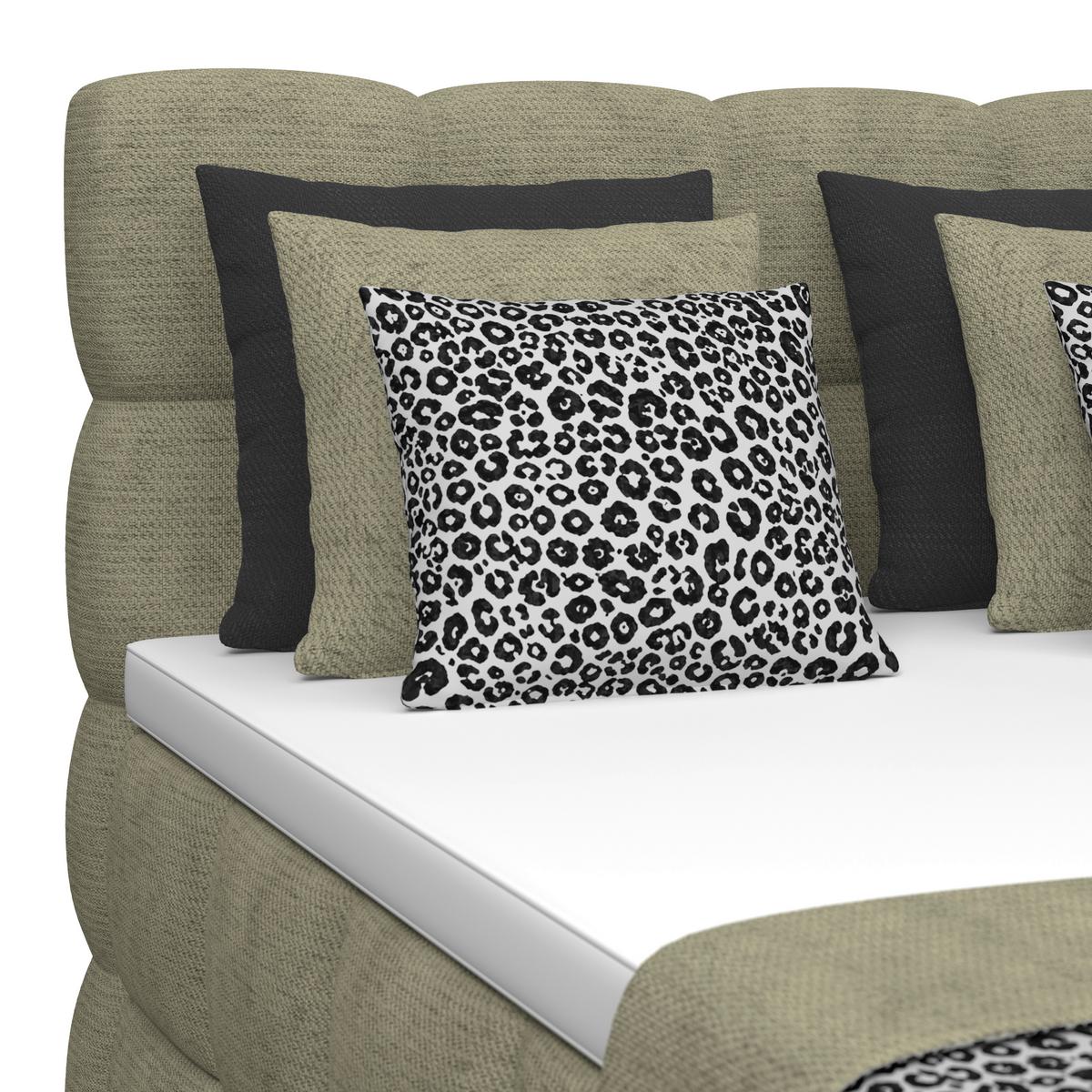Postelja Boxspring Brisbane, Zelena, 140x220 - črna/zelena, Trend, kovina/umetna masa (140/220cm) - Premium Living