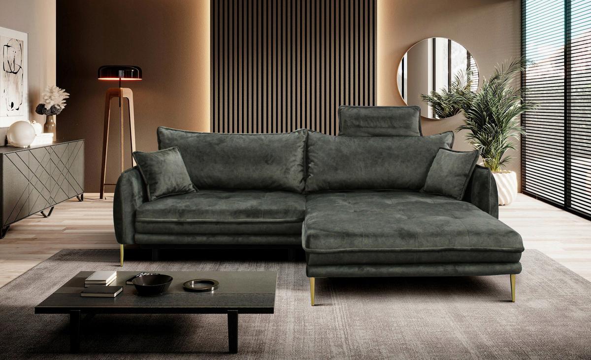 Coltar WHISPER - verde închis, Modern, textil (260/90/194cm) - Mömax