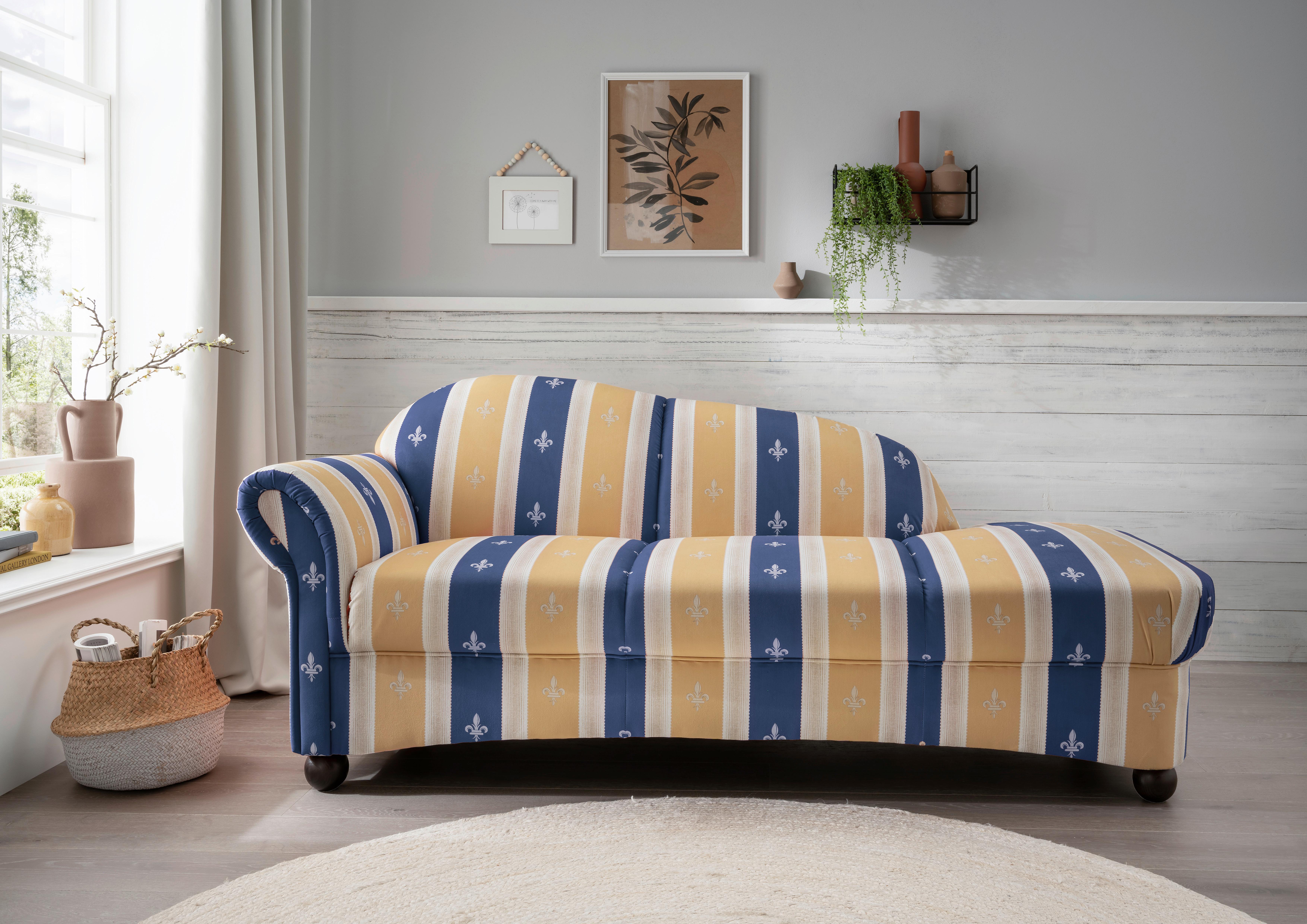 Ottomane Torello Blau Mikrofaser - Blau/Wengefarben, KONVENTIONELL, Holz/Textil (86/84/190cm) - Livetastic