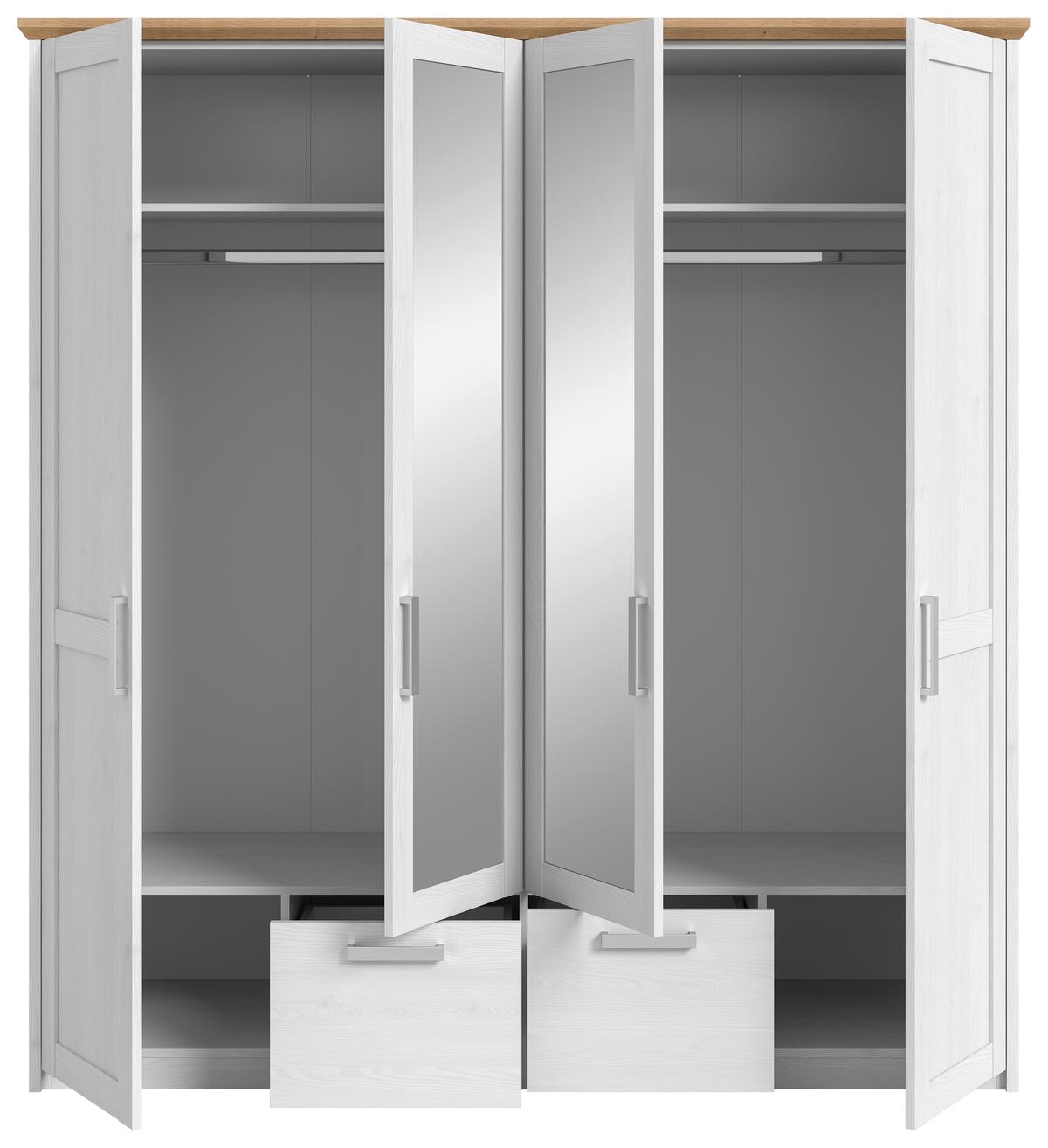 Drehtürenschrank VERONA Lärchefarben, Eiche Artisan - Silberfarben/Lärchefarben, ROMANTIK / LANDHAUS, Holzwerkstoff/Kunststoff (188/200/61cm) - Livetastic