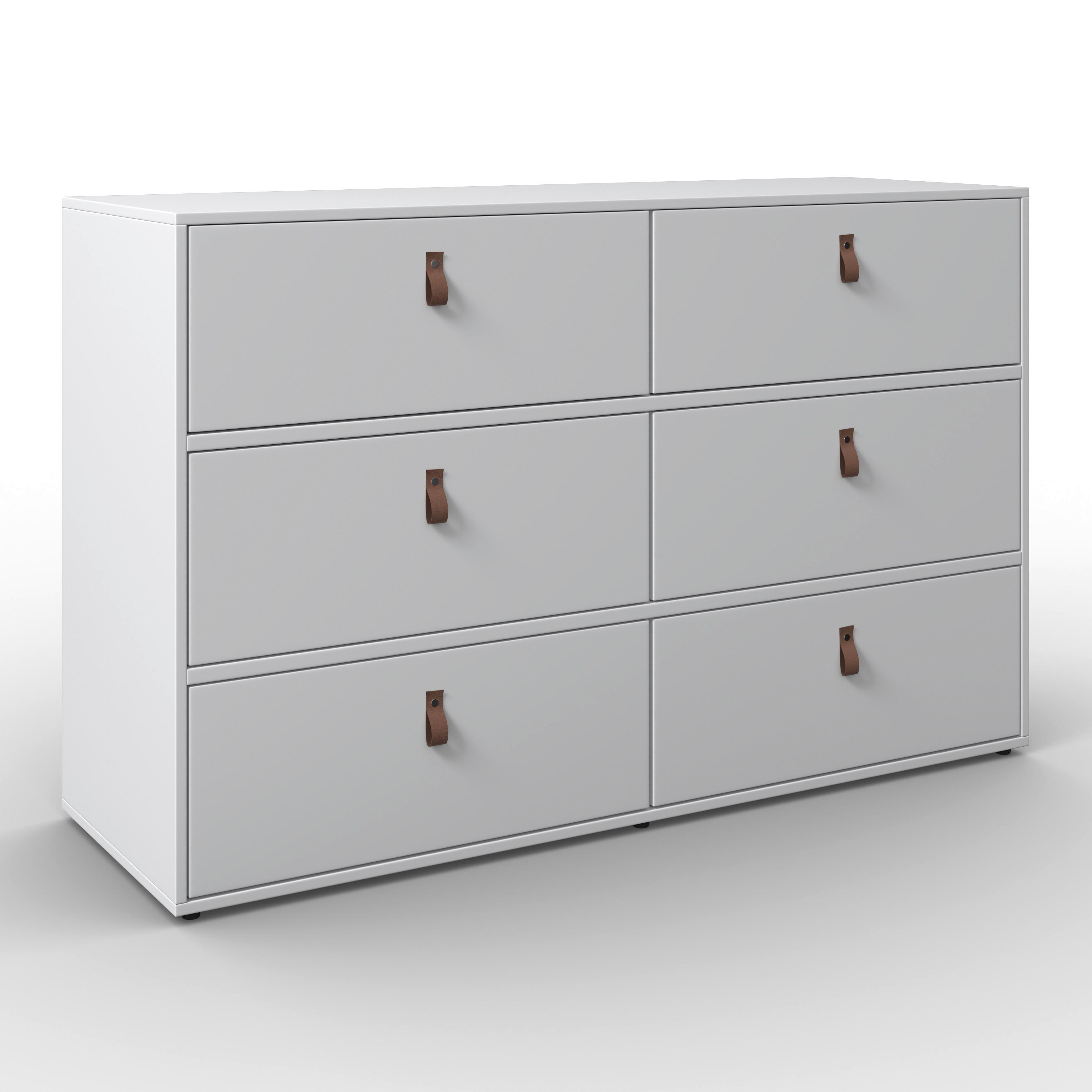Kommode Mick Weiß MDF - Schwarz/Braun, MODERN, Kunststoff/Textil (120/75/40cm) - Bessagi Home