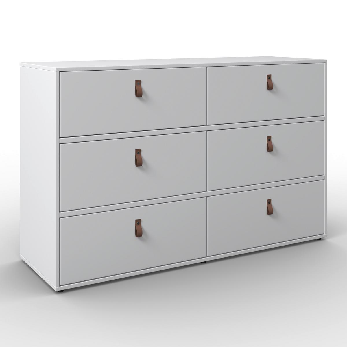 Kommode Mick Weiß MDF - Schwarz/Braun, MODERN, Kunststoff/Textil (120/75/40cm) - Bessagi Home