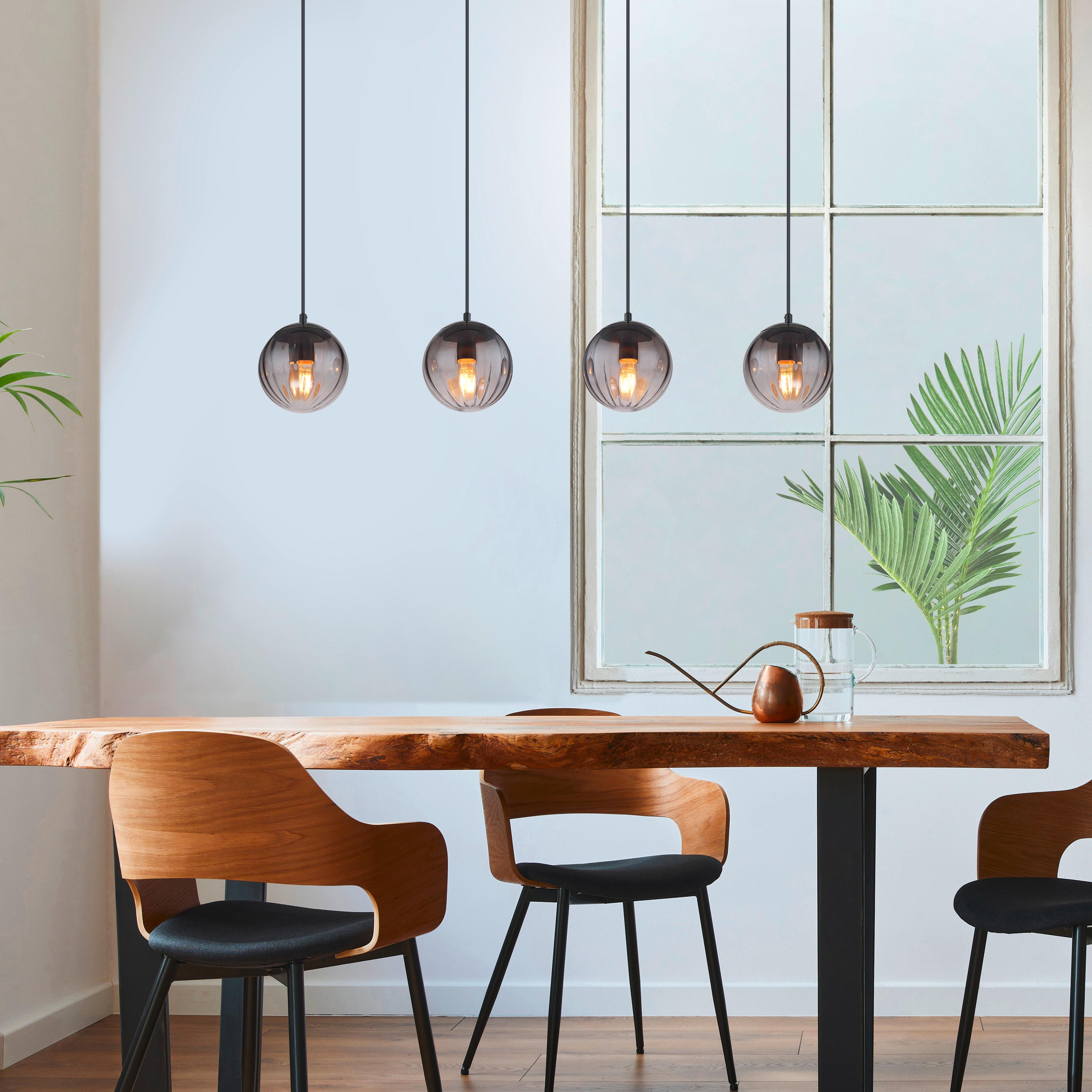 Hängeleuchte Dallerta Rauchfarben max. 60 Watt - Klar/Schwarz, Design, Glas/Kunststoff (104,5/17/120cm) - Globo