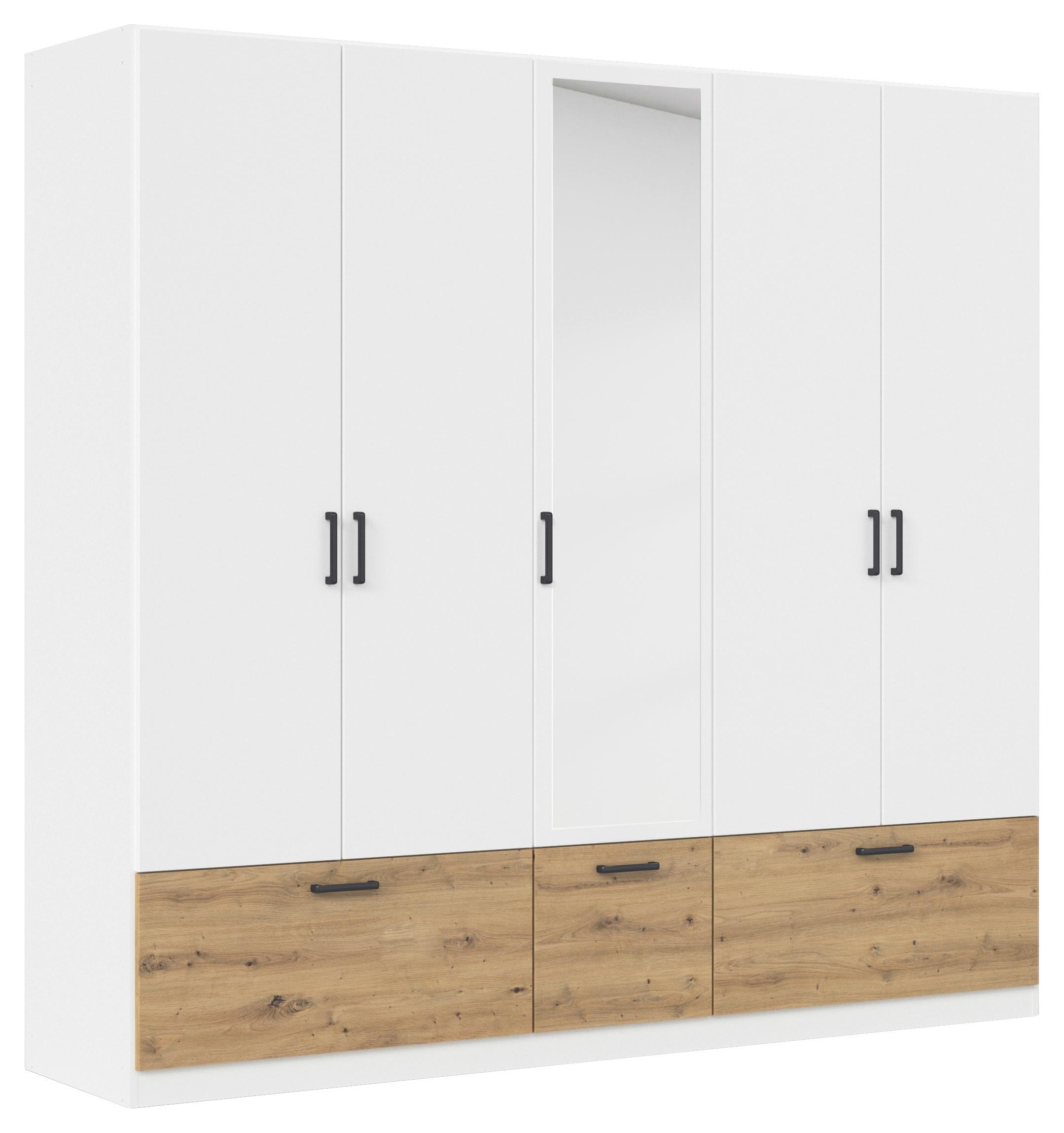 Omara Za Oblačila Bari, Bela, Barva Hrasta - siva/bela, Basics, kovina/leseni material (226/210/54cm) - Boxxx