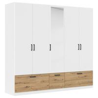 Omara Za Oblačila Bari, Bela, Barva Hrasta - siva/bela, Basics, kovina/leseni material (226/210/54cm) - Boxxx