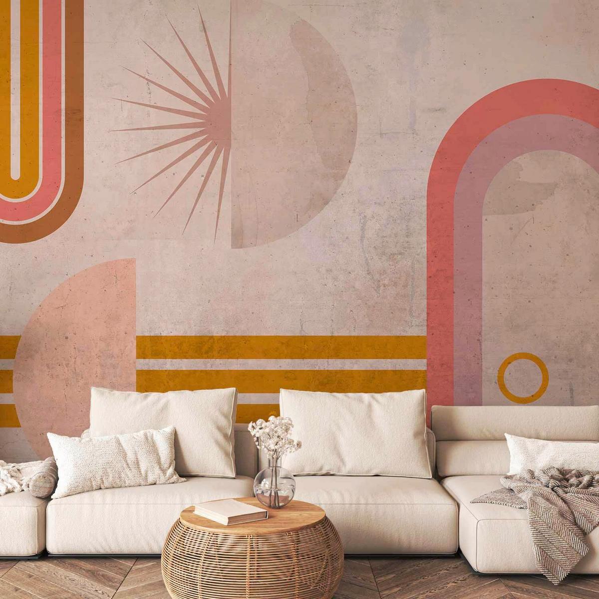 Fototapeta Pink Arcs, 400x280cm - pink/rjava, Trendi, tekstil (400/280cm) - artgeist