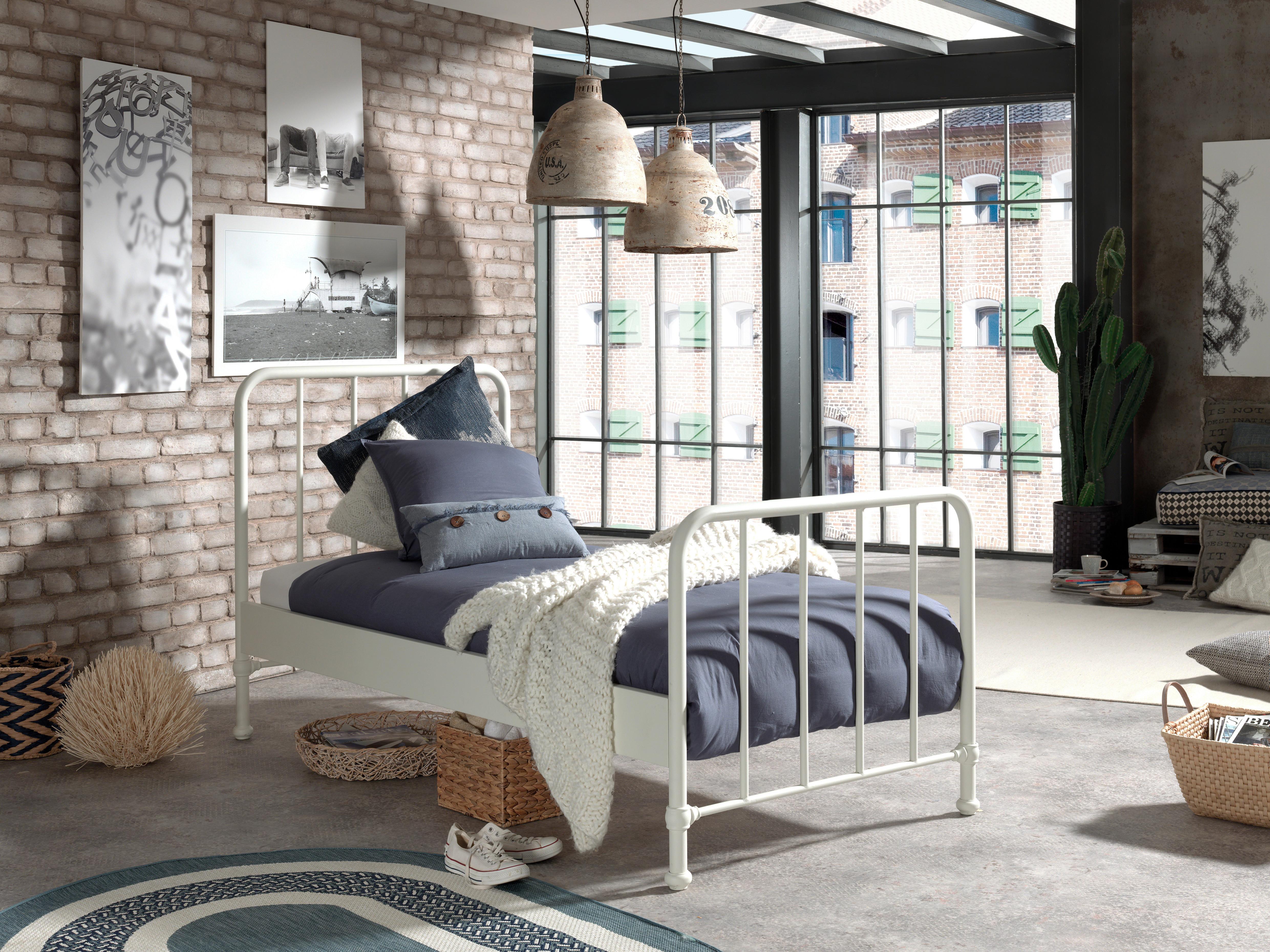 Kinder-/Juniorbett Bronxx ca. 90x200 cm Weiß Matt - Weiß, MODERN, Holz/Metall (90/200cm) - Vipack