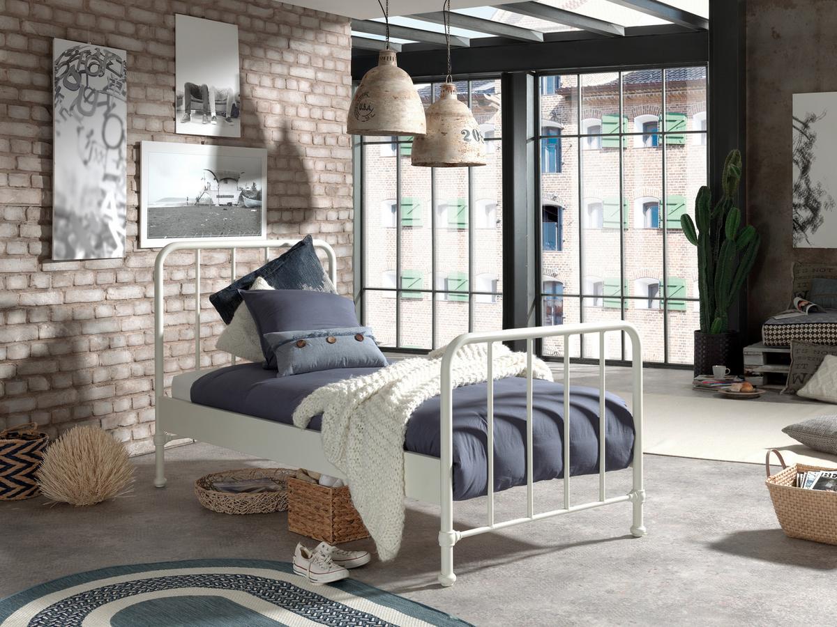 Kinder-/Juniorbett Bronxx ca. 90x200 cm Weiß Matt - Weiß, MODERN, Holz/Metall (90/200cm) - Vipack