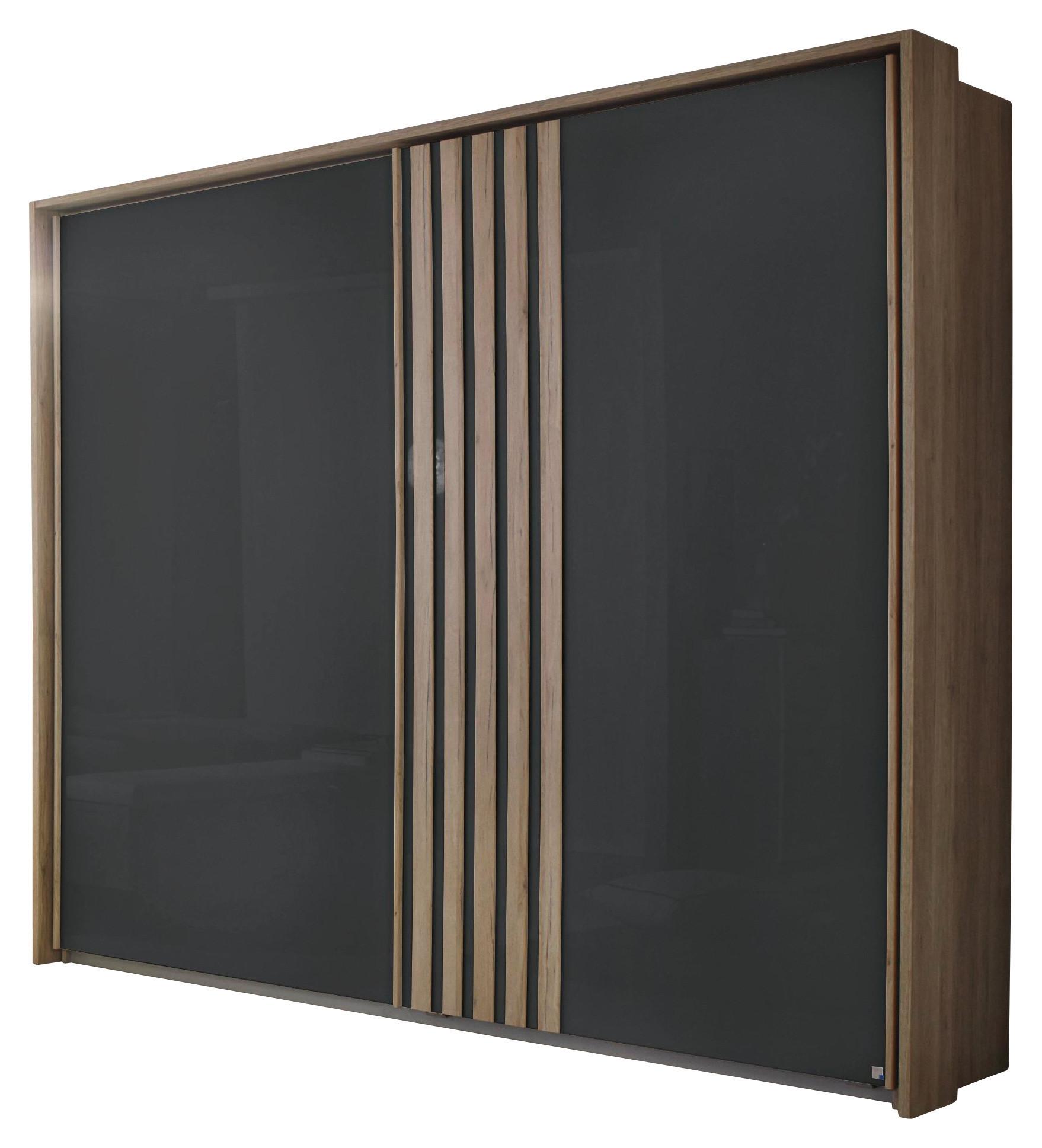Ormar S Kliznim Vratima Mosbach - siva/boje hrasta, Design, staklo/drvni materijal (226/210/62cm) - MID.YOU