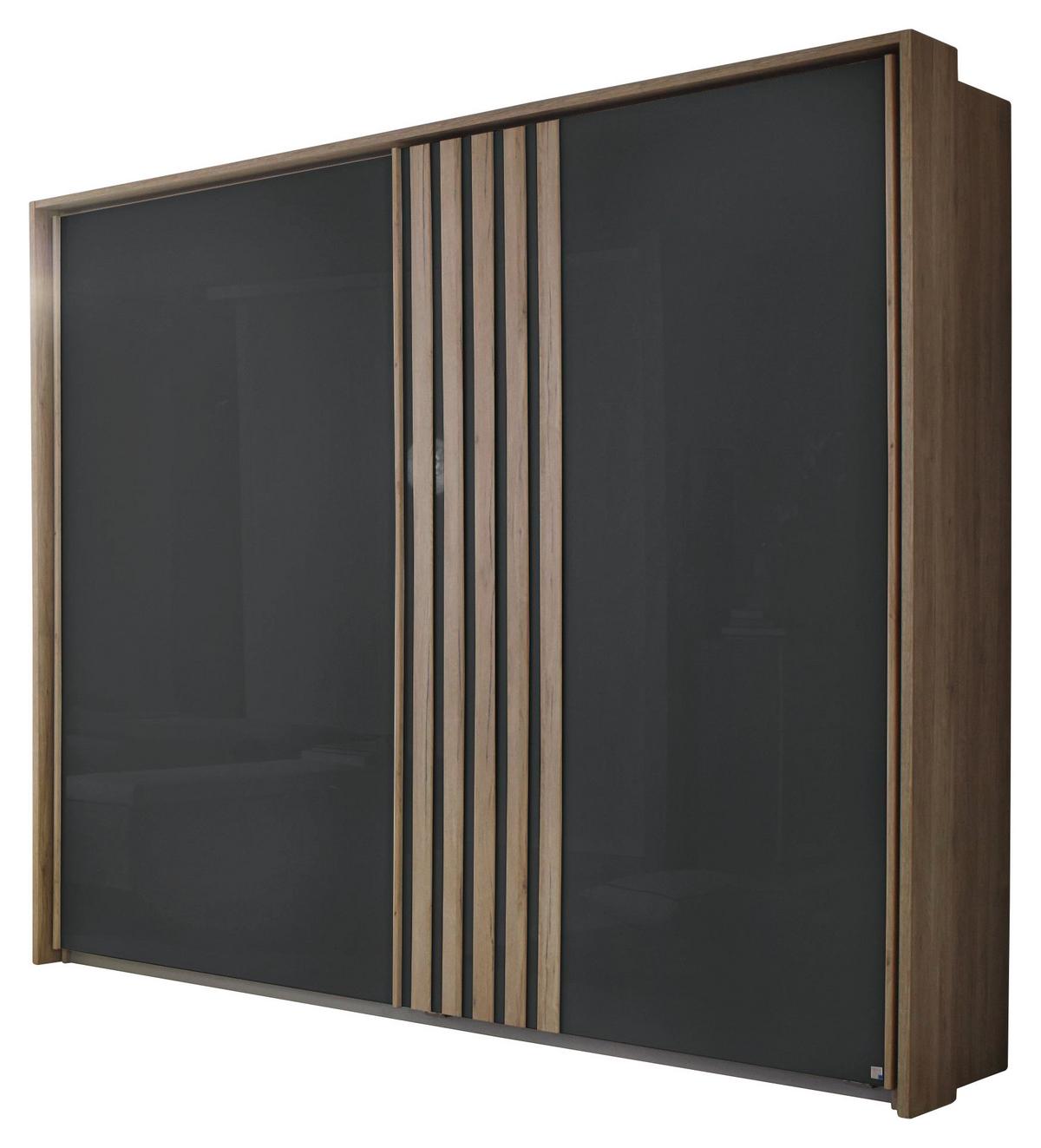 Ormar S Kliznim Vratima Mosbach - siva/boje hrasta, Design, staklo/drvni materijal (226/210/62cm) - MID.YOU