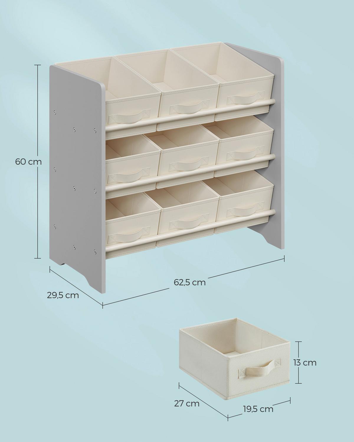 Kinderregal in Grau, Beige ca. 62,5x60x29,5 cm - Beige/Grau, MODERN, Holzwerkstoff/Textil (62,5/60/29,5cm) - MID.YOU