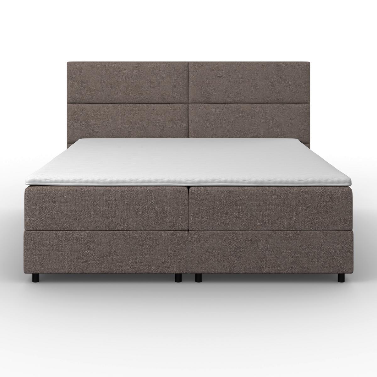 Boxbett Lily ca. 180x200 cm Mokka mit Topper - Schwarz/Mokka, MODERN, Holz/Textil (180/200cm) - Bessagi Home