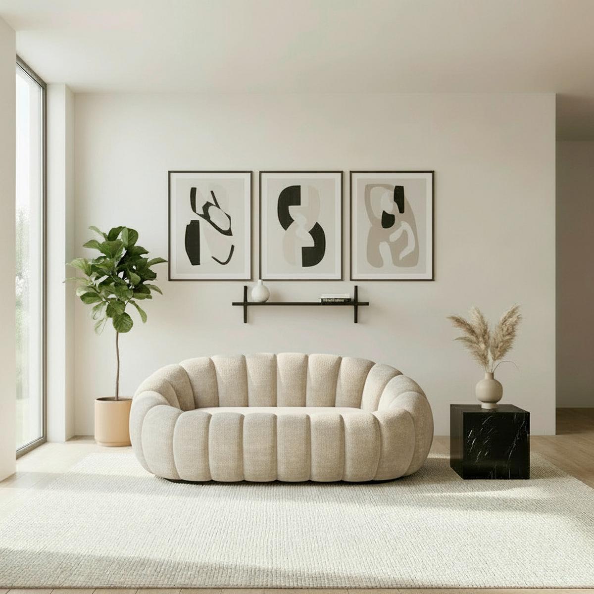 Dvosed Lena, Sivobež - sivobež, Moderno, tekstil/les (148/62/92cm) - Bessagi Home