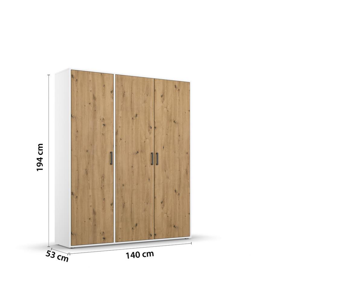 DULAP  USI ROTATIVE VOYAGER - alb/stejar Artisan, Modern, material pe bază de lemn (140/194/53cm) - Modern Living