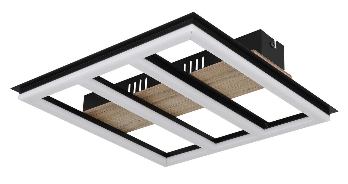 LED-Deckenleuchte Froomy Opal/Dunkelbraun max. 18 Watt - Dunkelbraun/Opal, Natur, Holzwerkstoff/Kunststoff (30/30/5,5cm) - Globo