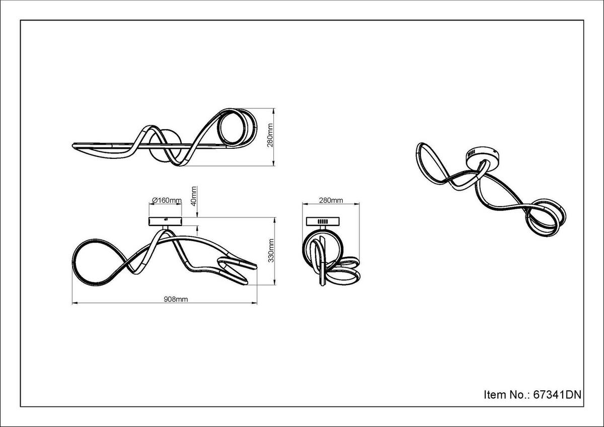 Led Mennyezeti Lámpa 67341dn Swirl - nikkelszínű/átlátszó, Design, műanyag/fém (90,8/28/33cm) - Globo