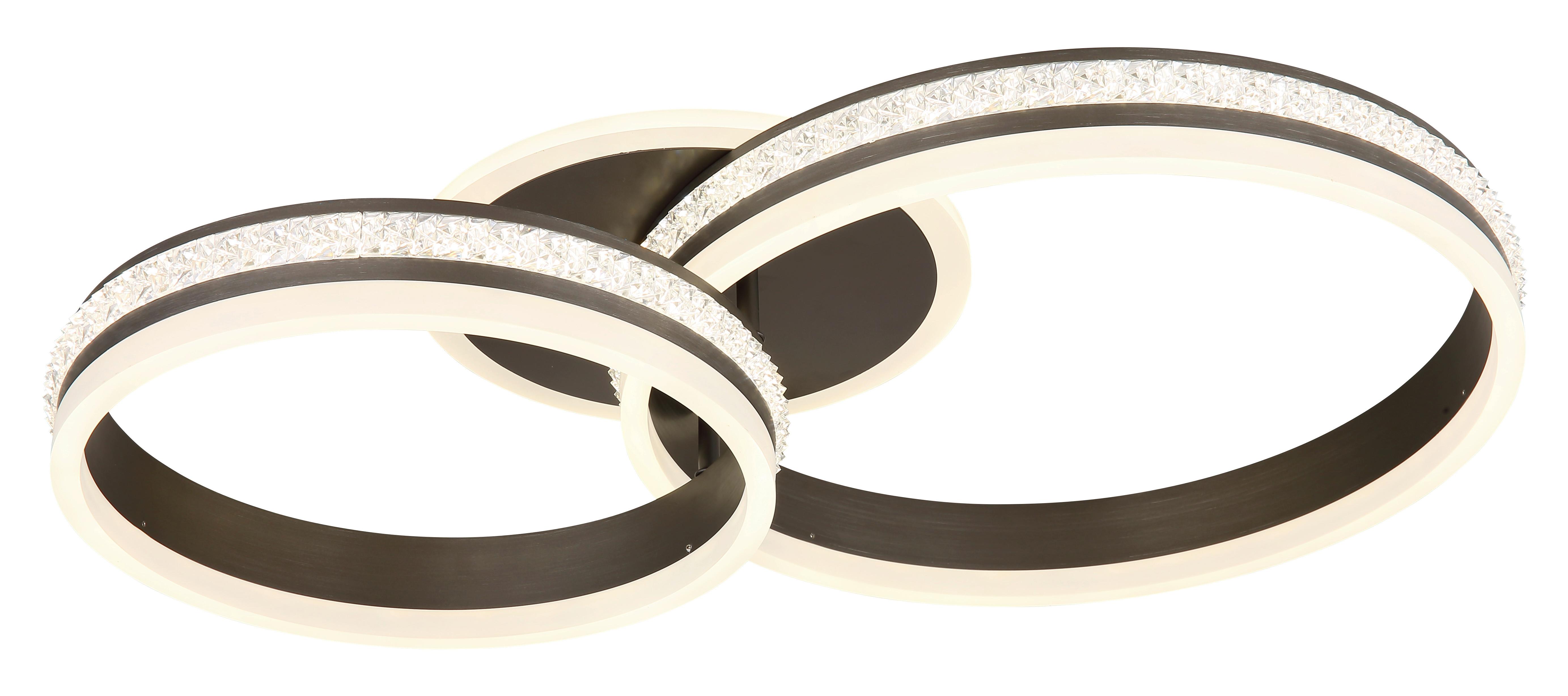 LED-Deckenleuchte Grouni Klar/Titanfarben max. 50 Watt - Klar/Titanfarben, Design, Kunststoff/Metall (65/40/14cm) - Globo