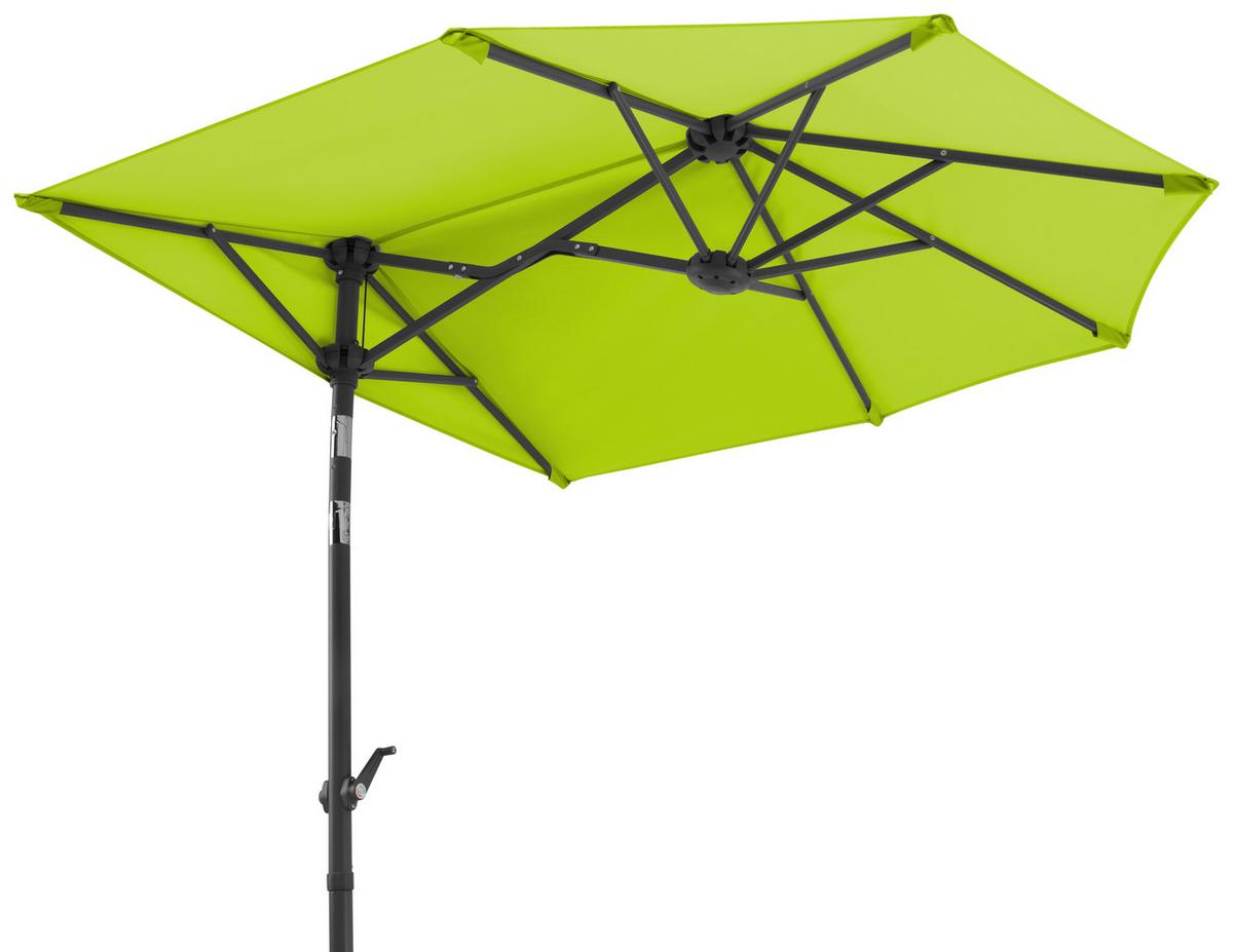 Ampelschirm Salerno Mezza ca.150x228x150cm Grün - Anthrazit/Grün, Basics, Textil/Metall (150/228/150cm) - Schneider