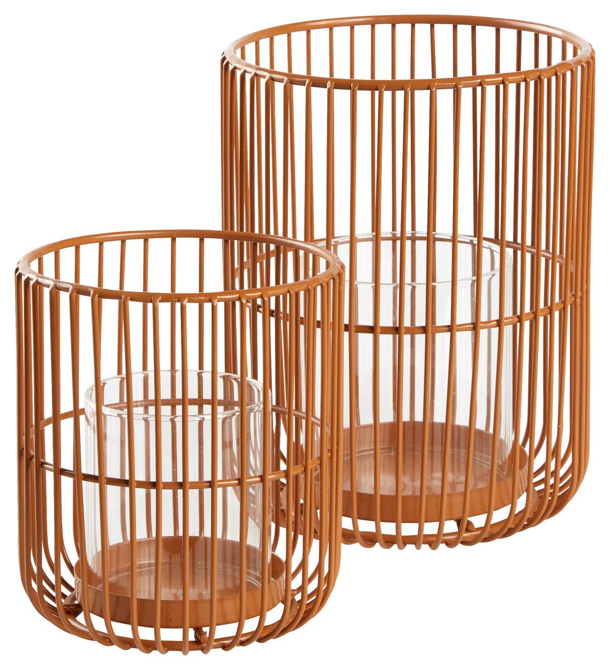 Suport de lumânare antivânt CINDY I -PAZ- - maro, Basics, sticlă/metal (12/14cm) - Modern Living
