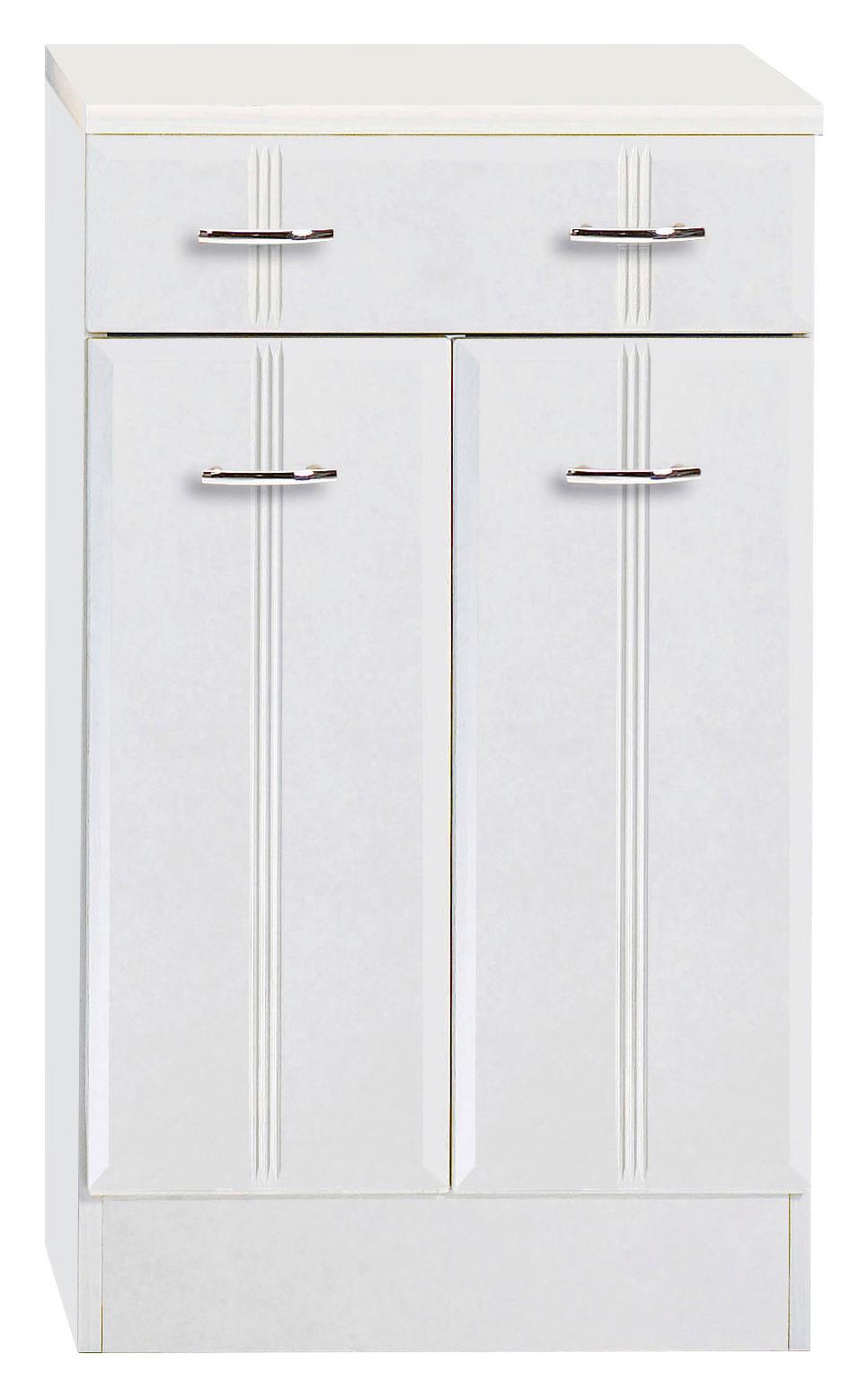 Unterschrank in Weiss 'Rallye' - Chromfarben/Weiß, KONVENTIONELL, Holzwerkstoff/Kunststoff (50/84/35cm) - Held