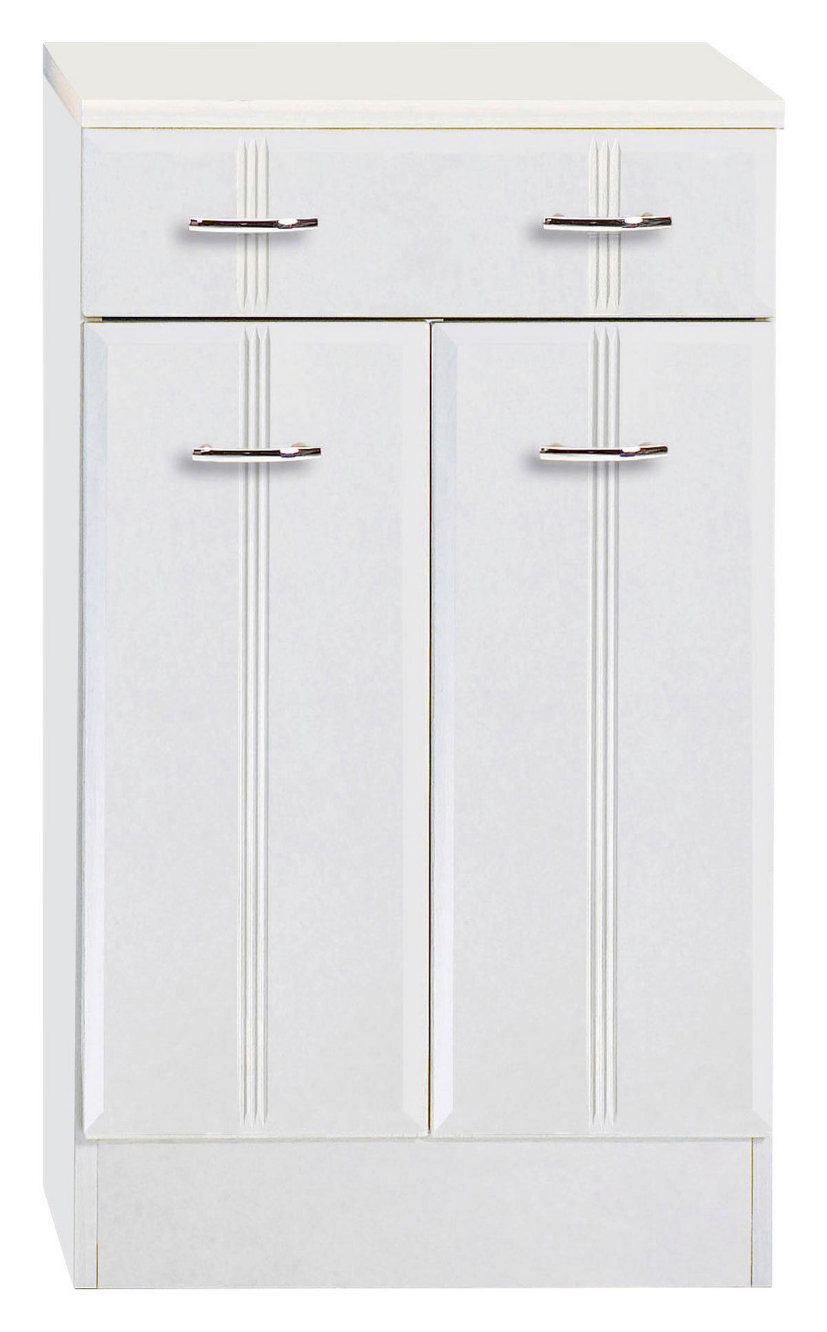 Unterschrank in Weiss 'Rallye' - Chromfarben/Weiß, KONVENTIONELL, Holzwerkstoff/Kunststoff (50/84/35cm) - Held