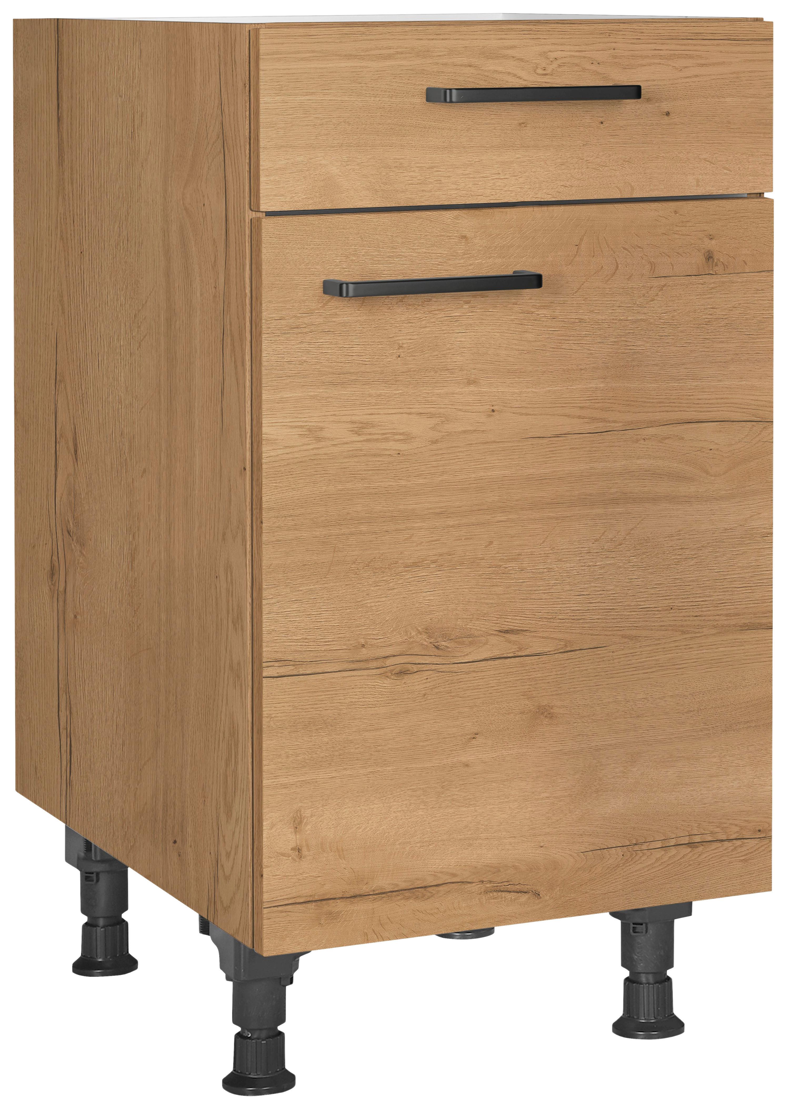 Schubkastenunterschrank Structura Eiche - Eichefarben/Schwarz, MODERN, Holzwerkstoff/Metall (45/87/56cm) - Nobilia