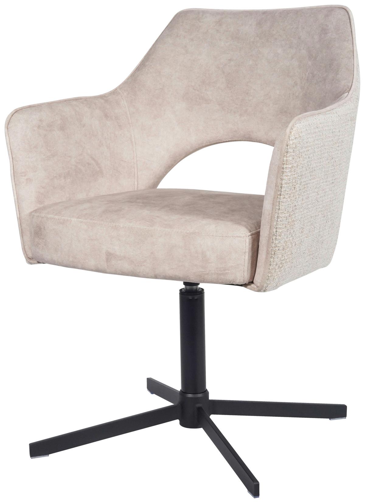 Armlehnstuhl Valletta Creme - Creme/Schwarz, KONVENTIONELL, Textil/Metall (64/85/61cm) - Best Price