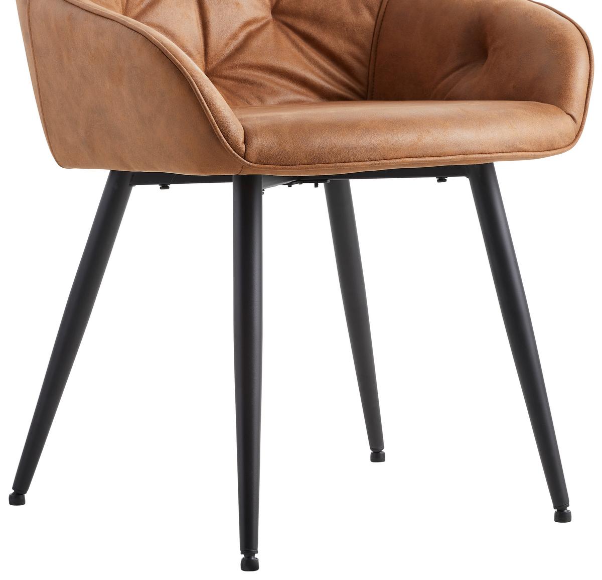 KRZESŁO Z PODŁOKIETNIKAMI ANCONA - czarny/brązowy, Romantik / Landhaus, metal/tkanina (55/80/61cm) - Livetastic