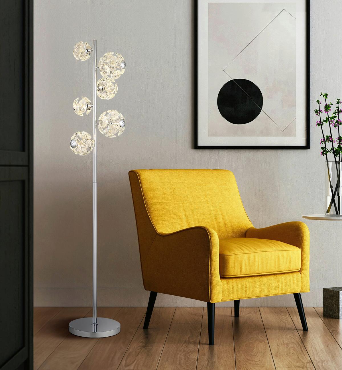 LED-STEHLEUCHTE 16047SC VIRINA - Klar/Chromfarben, Konventionell, Glas/Kunststoff (38/28/155cm) - Globo