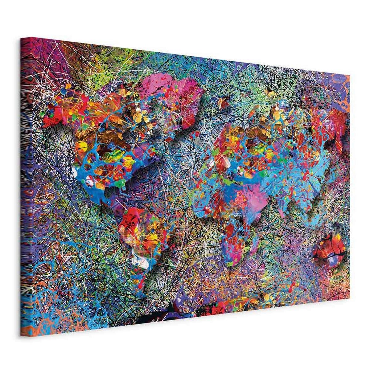 Slika Na Platnu Jackson Pollock Inspiration - modra/barve bezga, Basics, tekstil/les (120/80cm) - artgeist