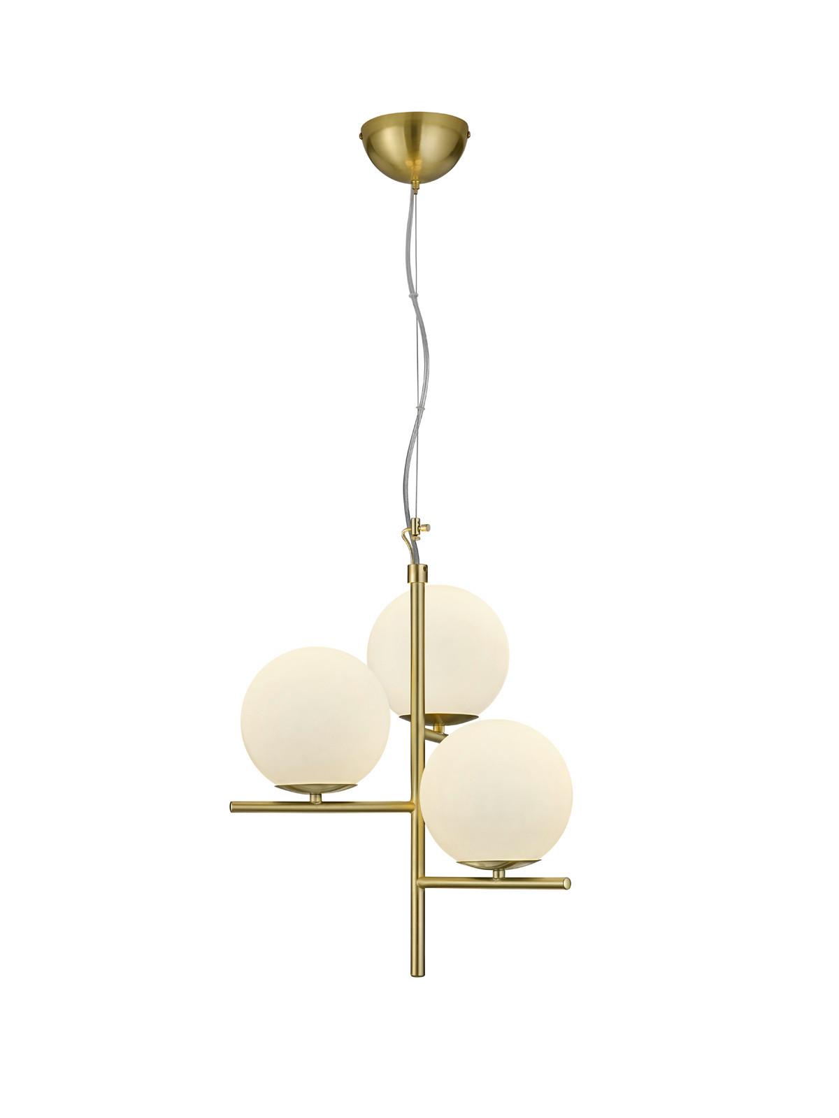 Hängeleuchte Pure in Weiß/Messing max. 28 Watt - Messingfarben/Weiß, Design, Glas/Metall (40/150cm) - Trio Leuchten