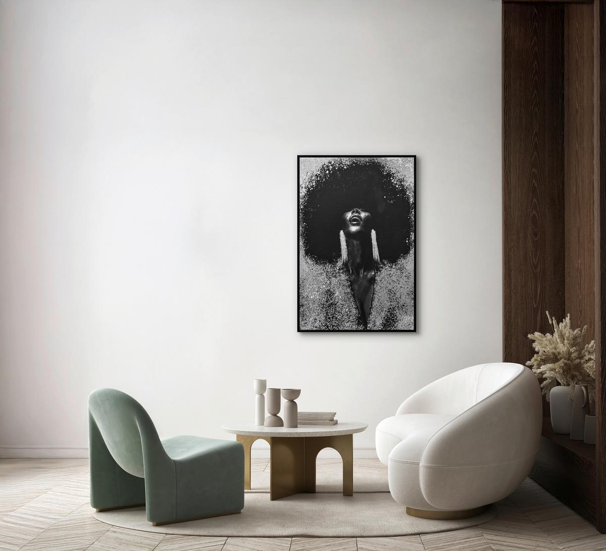 Tablou cu ramă Disco cca. 62x92 cm - alb/negru, Modern, plastic/textil (62,4/92,4cm) - Mömax