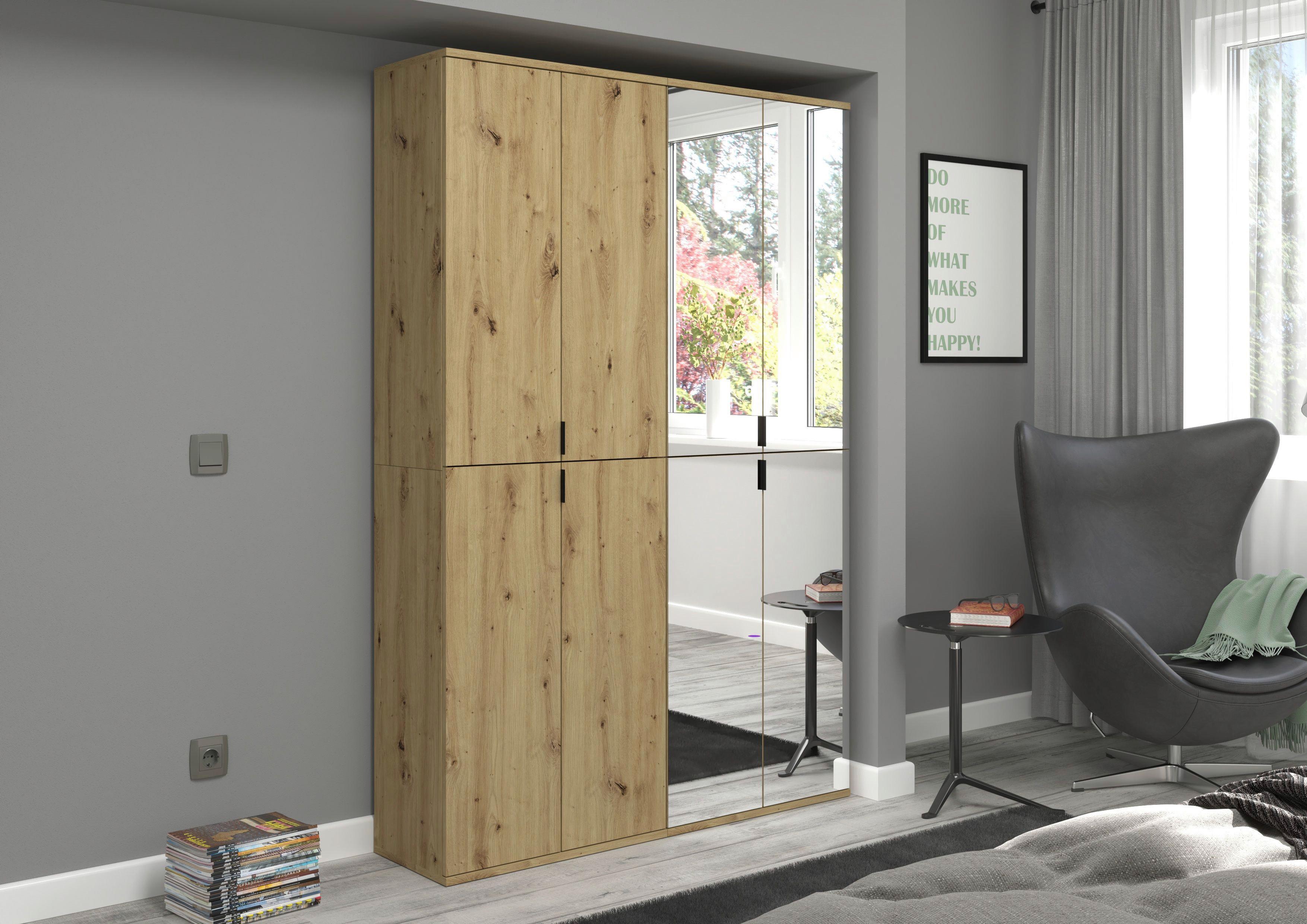 Garderobenschrank Projekt X ca. 122x193 cm Artisan Eiche - Schwarz, KONVENTIONELL, Glas/Holzwerkstoff (122/193/34cm) - MID.YOU