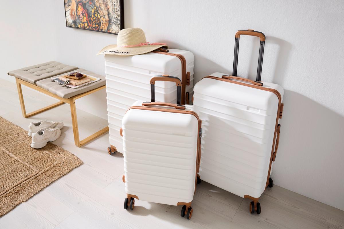 Reisekofferset Florenz Braun/Weiß, 3-teilig - Braun/Weiß, KONVENTIONELL, Kunststoff/Textil - Mömax