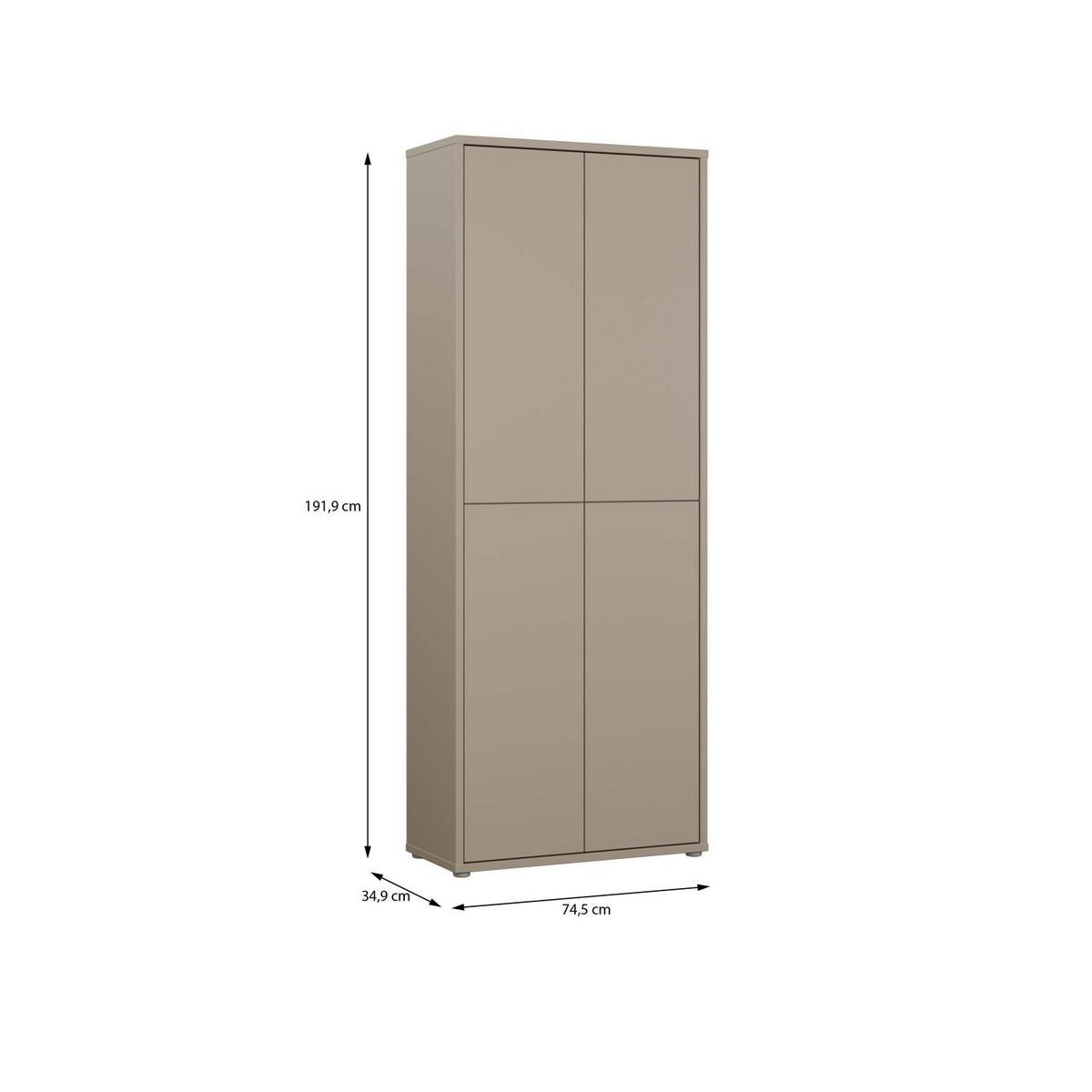 Ormar Za Cipele Alice Springs - siva/taupe, Moderno, drvni materijal/plastika (74,5/191.9/34,9cm) - Modern Living
