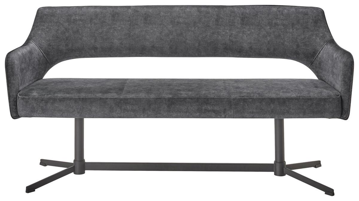 Sitbank Valletta Anthrazit/Schwarz - Anthrazit/Schwarz, MODERN, Textil/Metall (170/85/61cm) - Premium Living