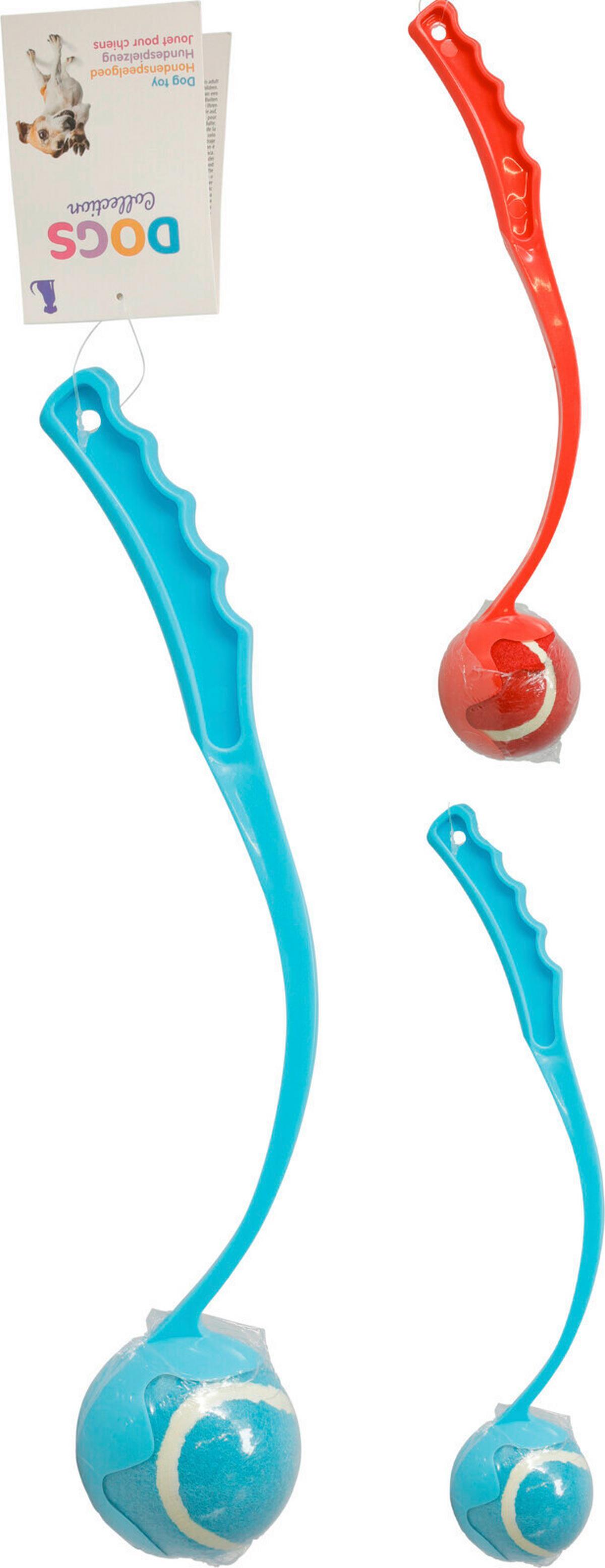 Labdadobó Kutyajáték Dogs Collection - piros/kék, műanyag (38cm)