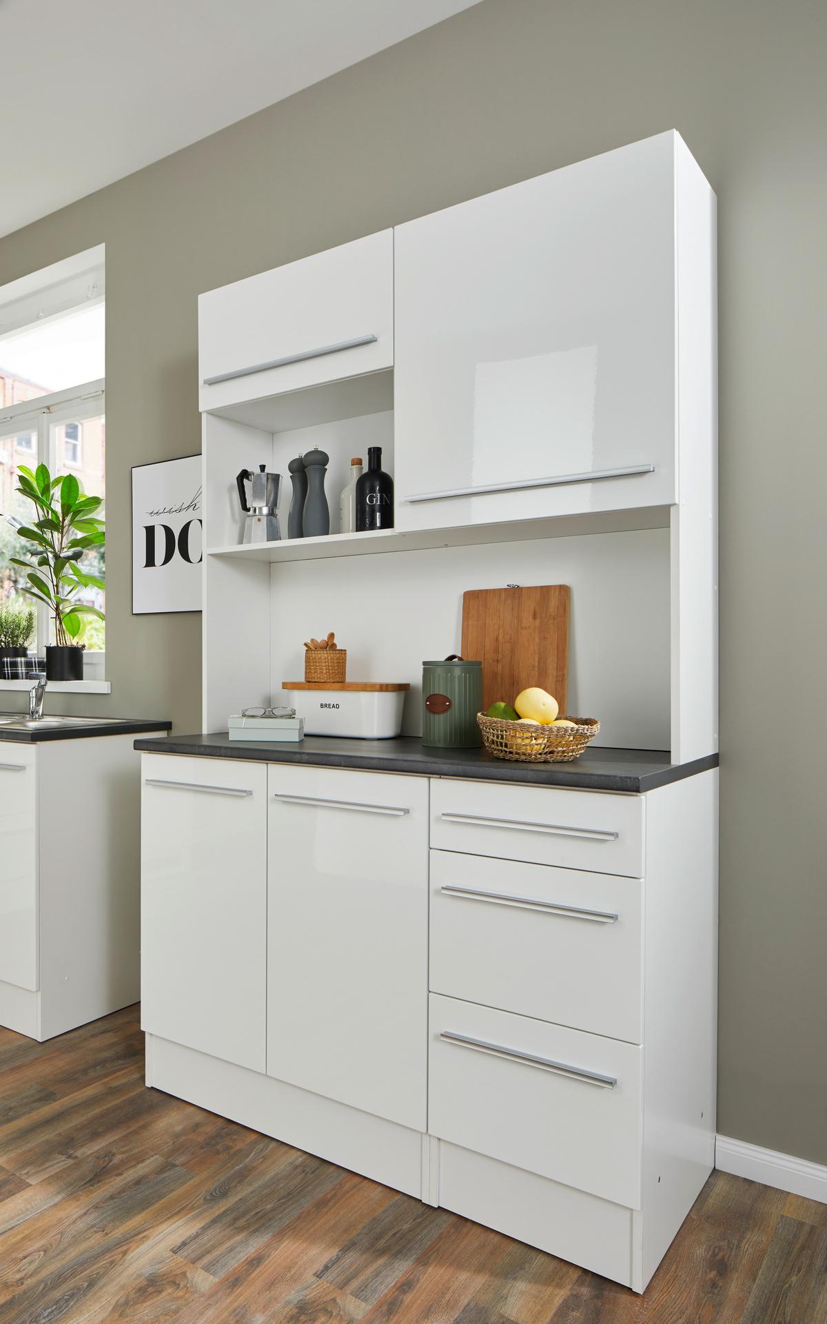 BUFET JAZZ BUFFET - biały wysoki połysk/kolor srebrny, Lifestyle, materiał drewnopochodny/tworzywo sztuczne (120/211/60cm) - MID.YOU