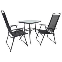 Gartentischgruppe 3-tlg. Anthrazit - Anthrazit, Basics, Glas/Textil - Gardenson